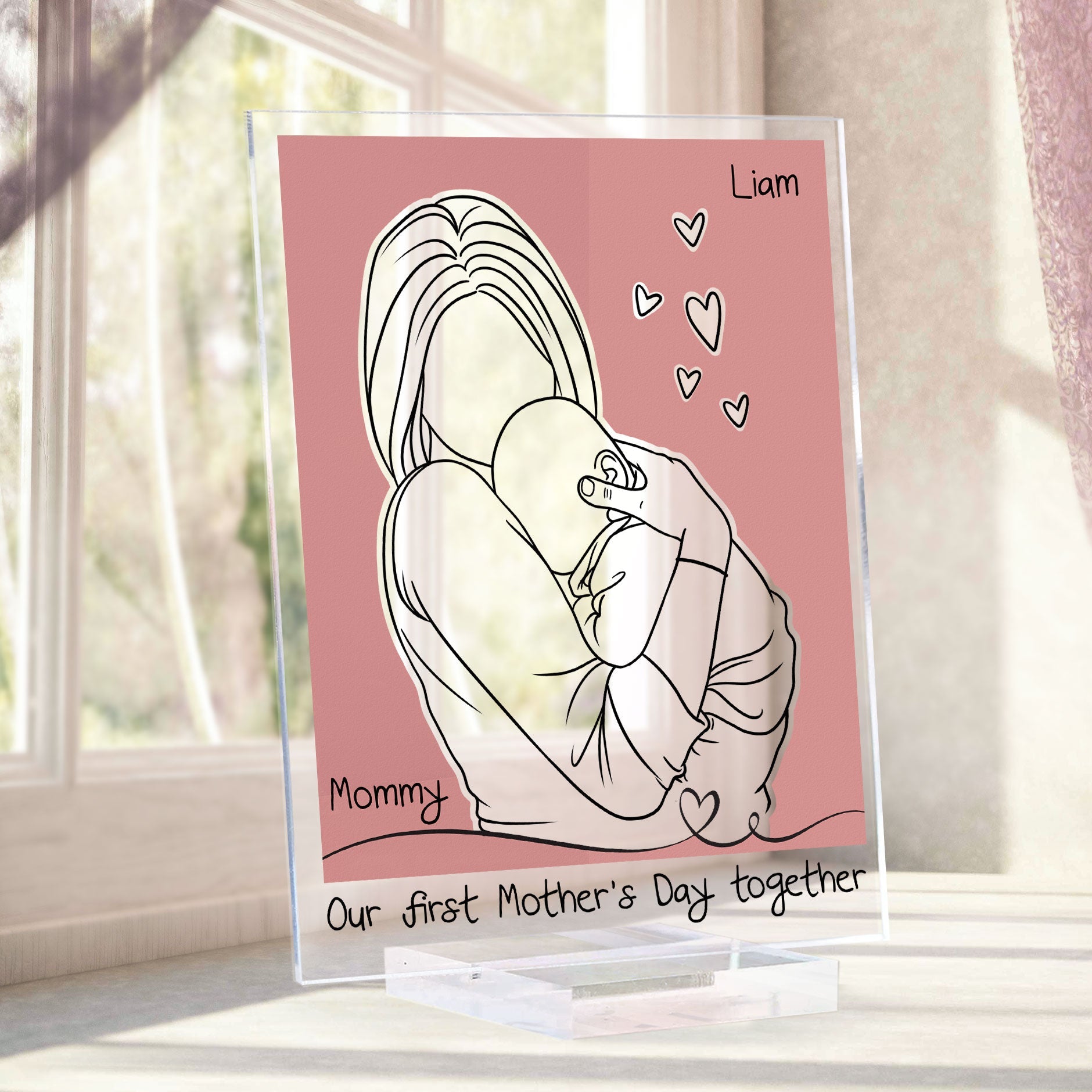 Our First Mother's Day Together Line Art - Personalized Acrylic Plaque