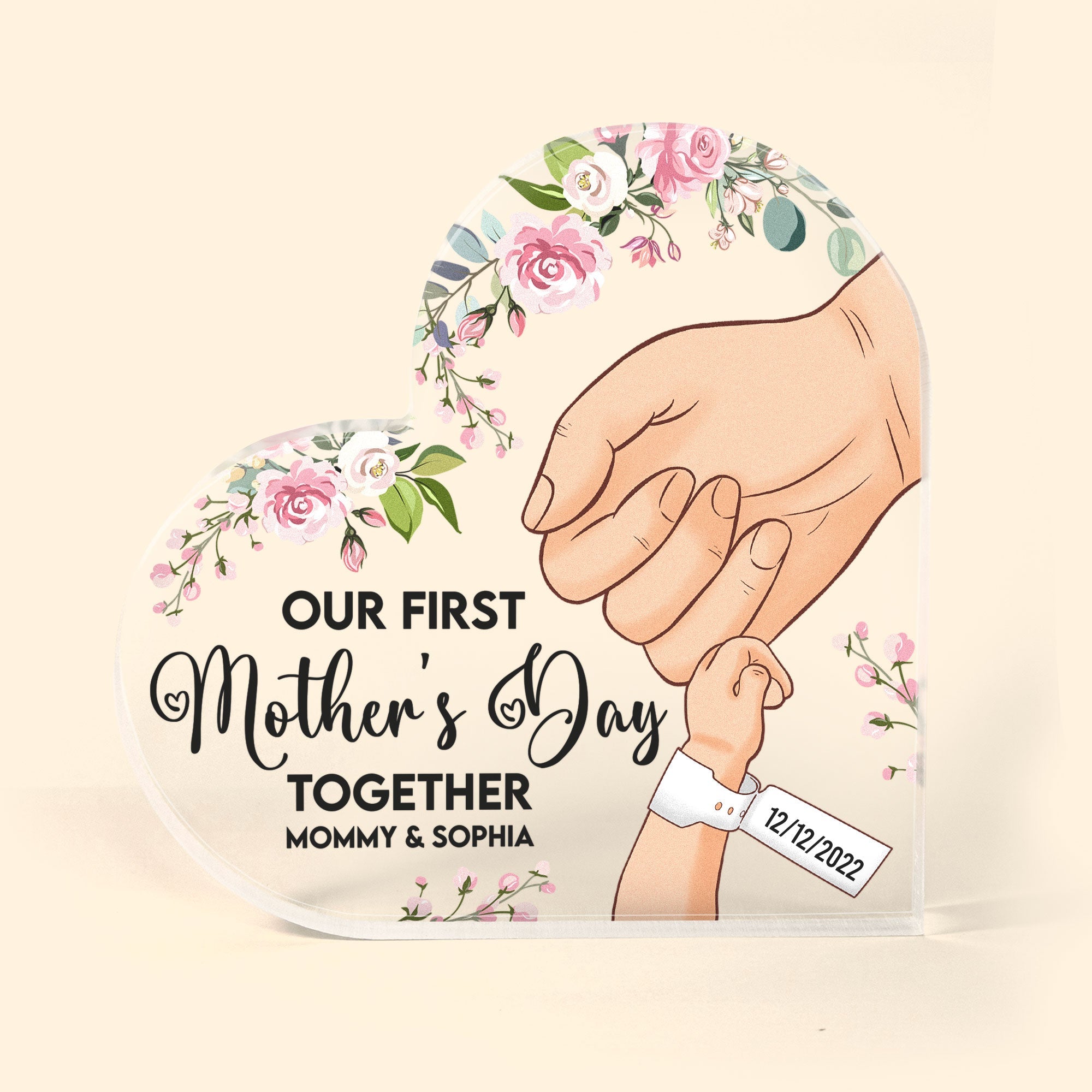 Our First Mother's Day Together - Personalized Heart Shaped Acrylic Plaque