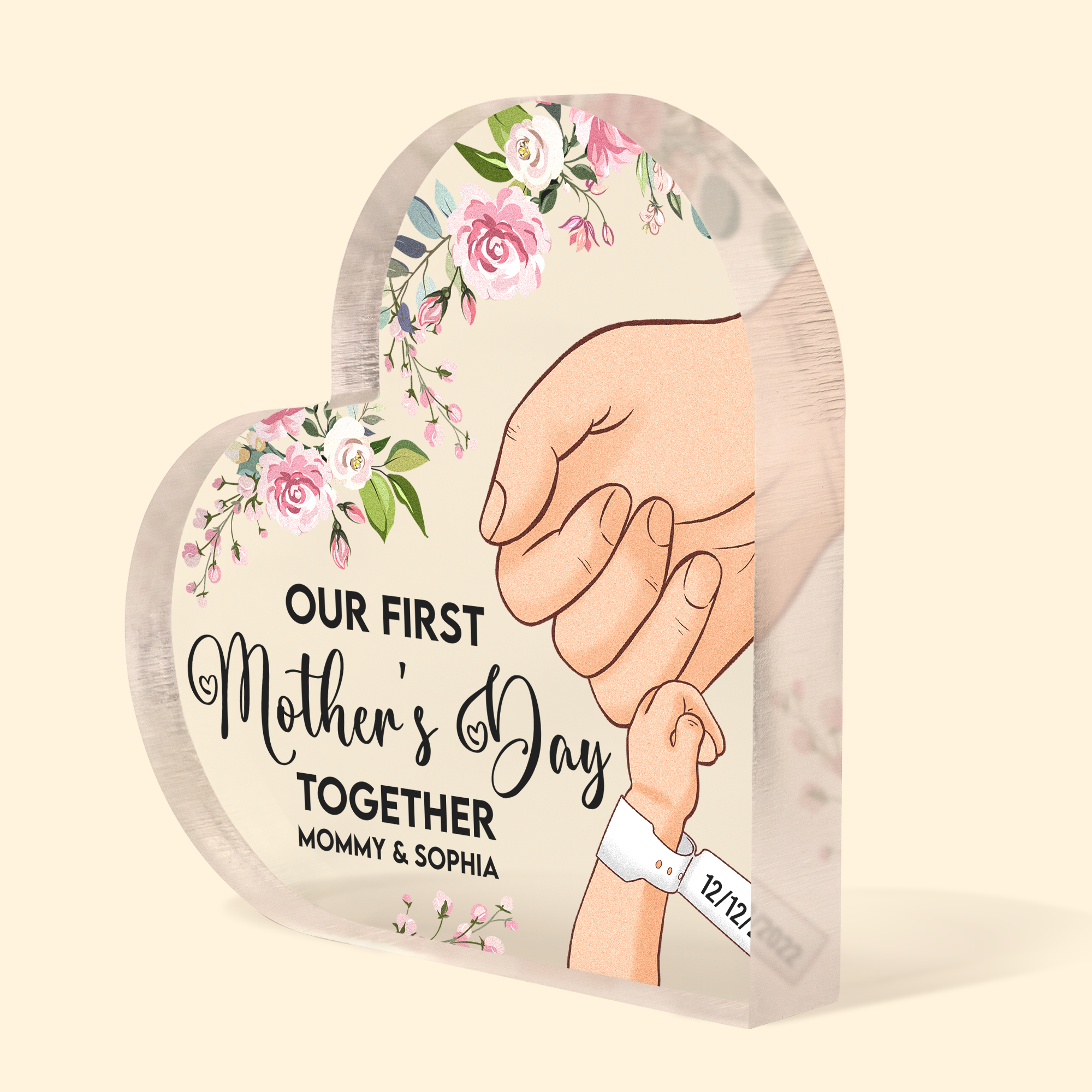 Our First Mother's Day Together - Personalized Heart Shaped Acrylic Plaque