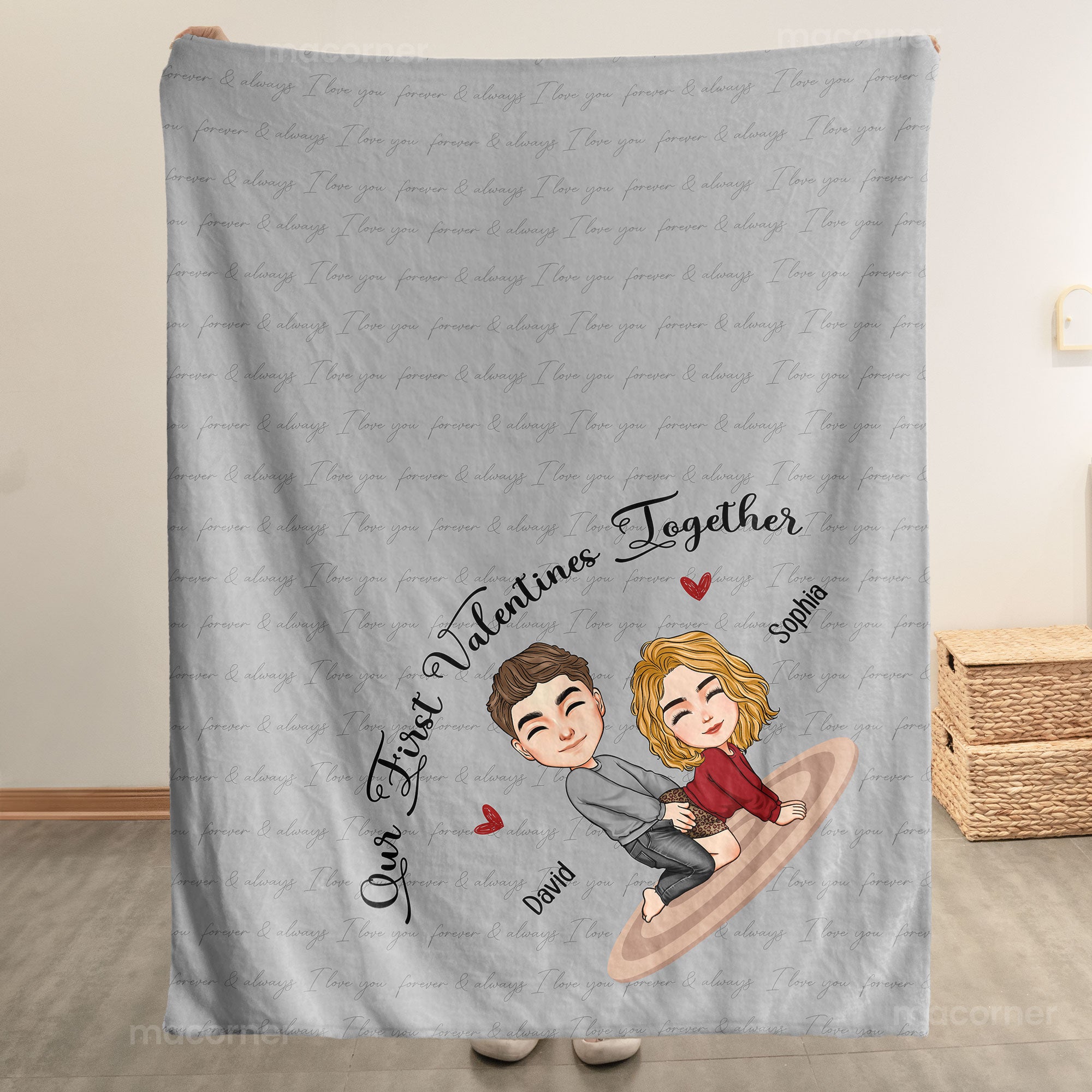 Our First Valentines Together Naughty Couple - Personalized Blanket