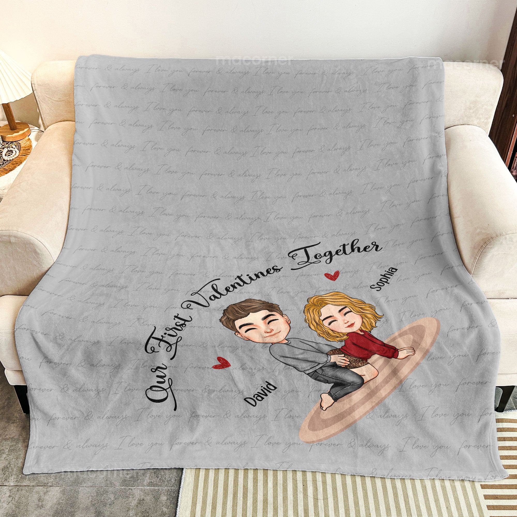 Our First Valentines Together Naughty Couple - Personalized Blanket