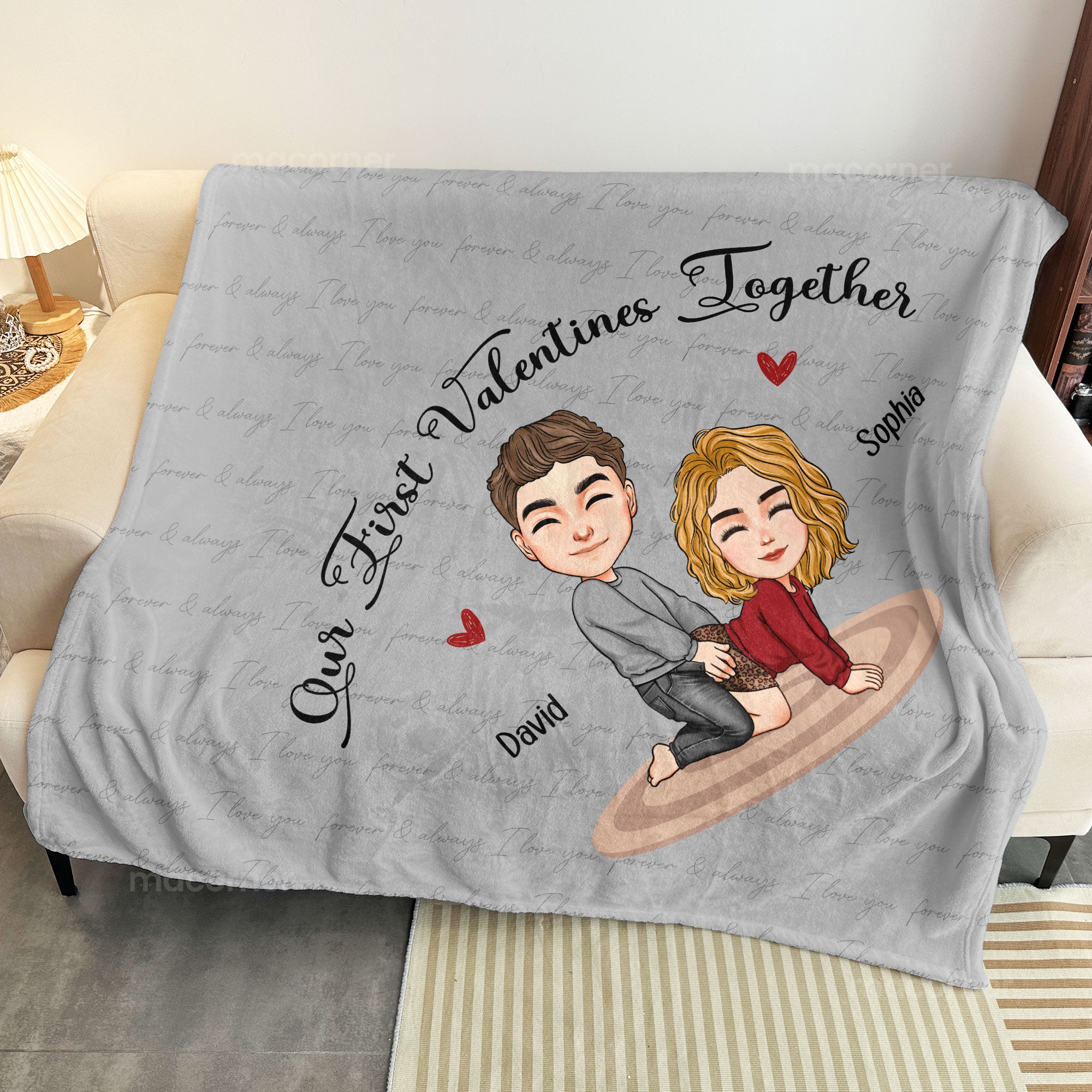 Our First Valentines Together Naughty Couple - Personalized Blanket