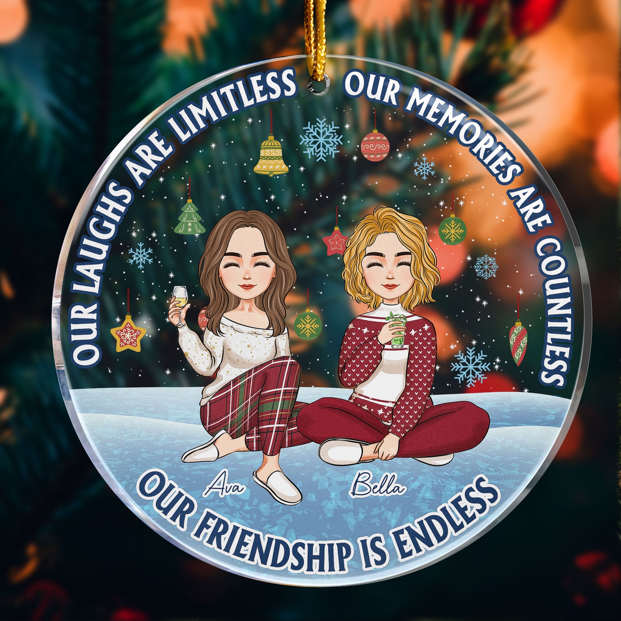 Our Friendship Is Endless Besties Forever - Personalized Acrylic Ornament