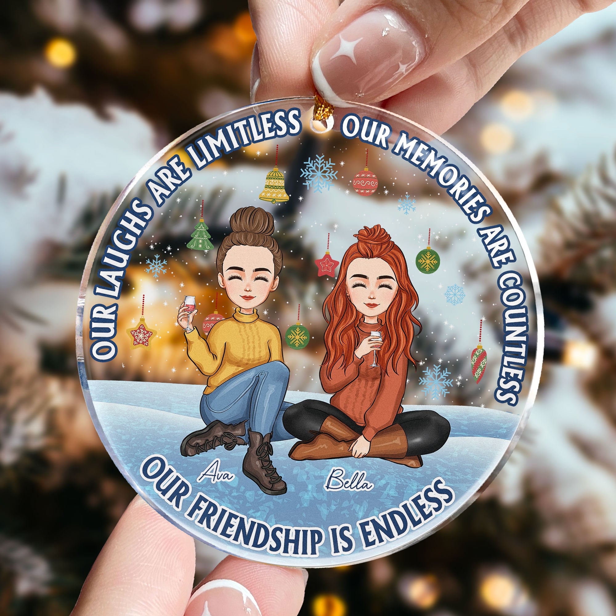 Our Friendship Is Endless Besties Forever - Personalized Acrylic Ornament