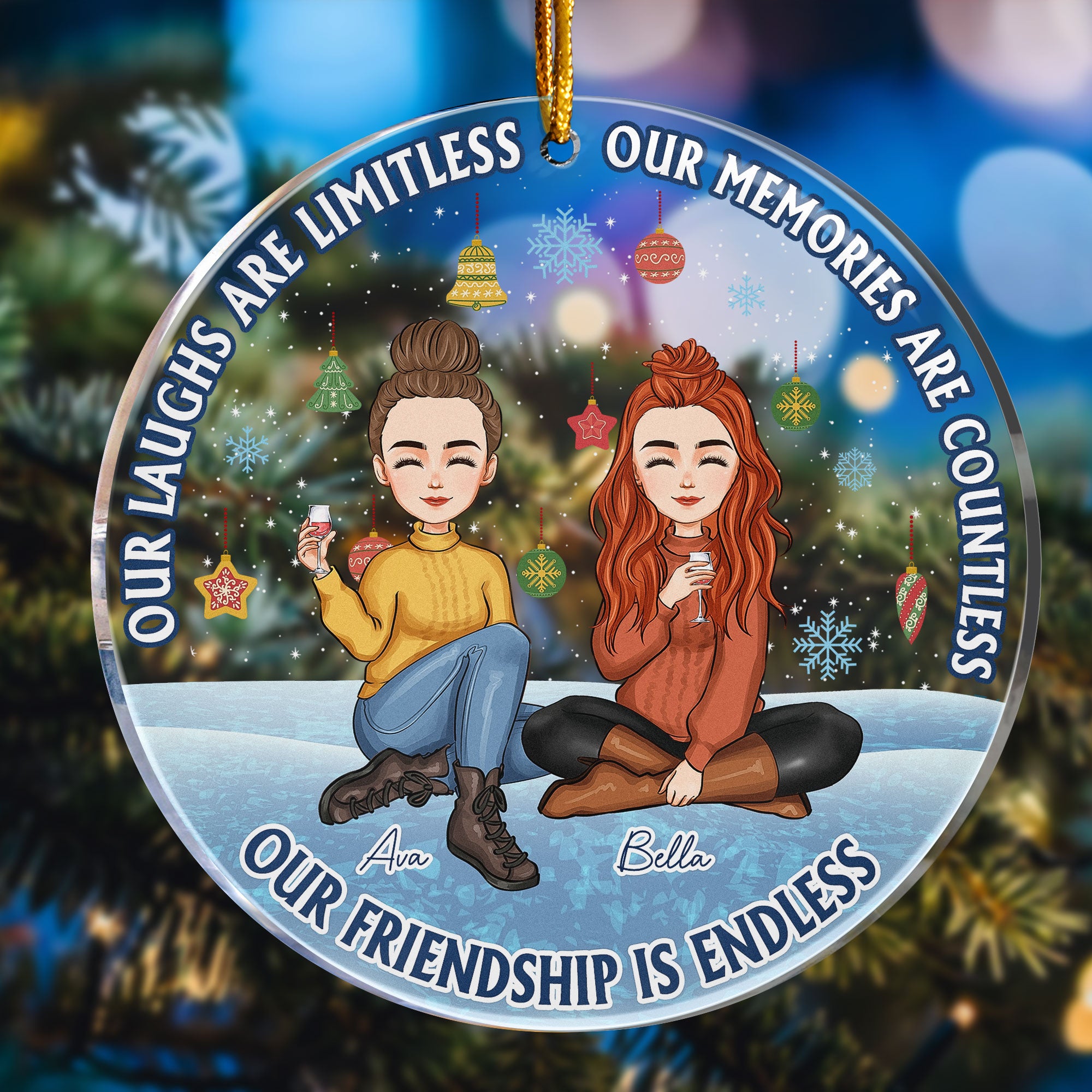 Our Friendship Is Endless Besties Forever - Personalized Acrylic Ornament