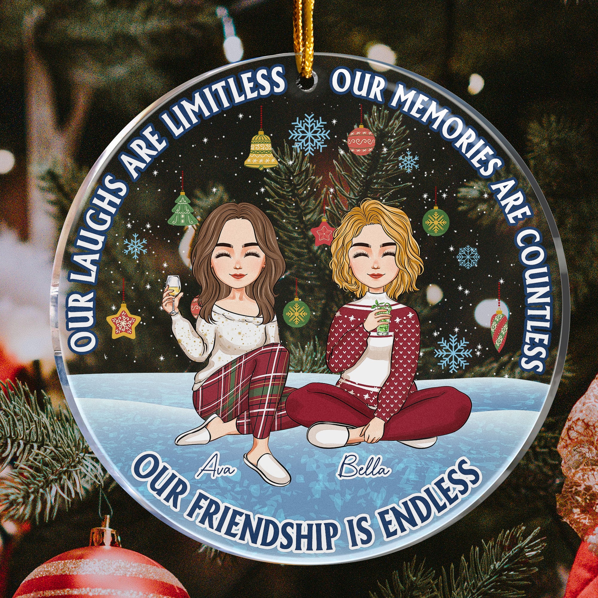 Our Friendship Is Endless Besties Forever - Personalized Acrylic Ornament