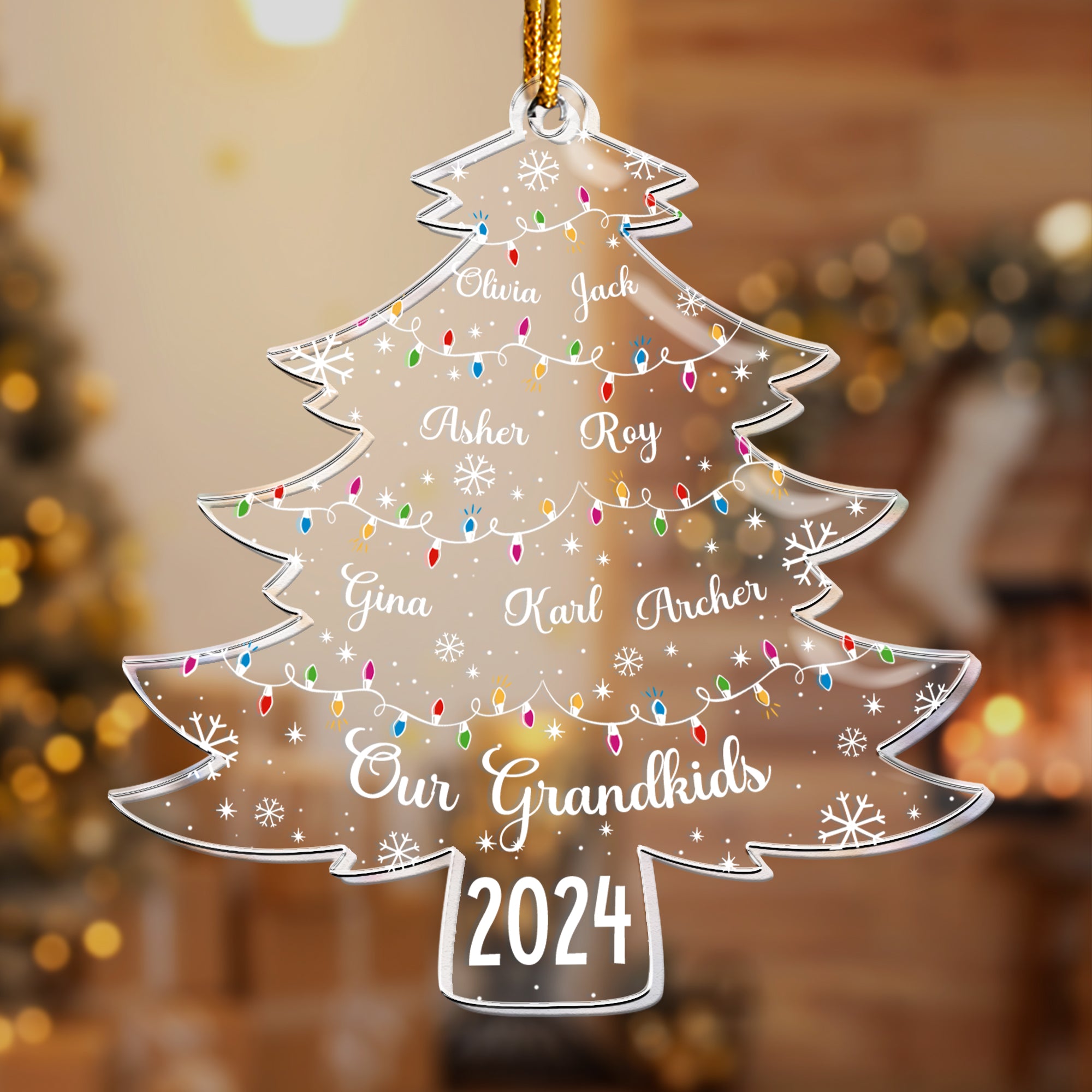 Our Grandkids Christmas Tree With Names - Personalized Acrylic Ornament