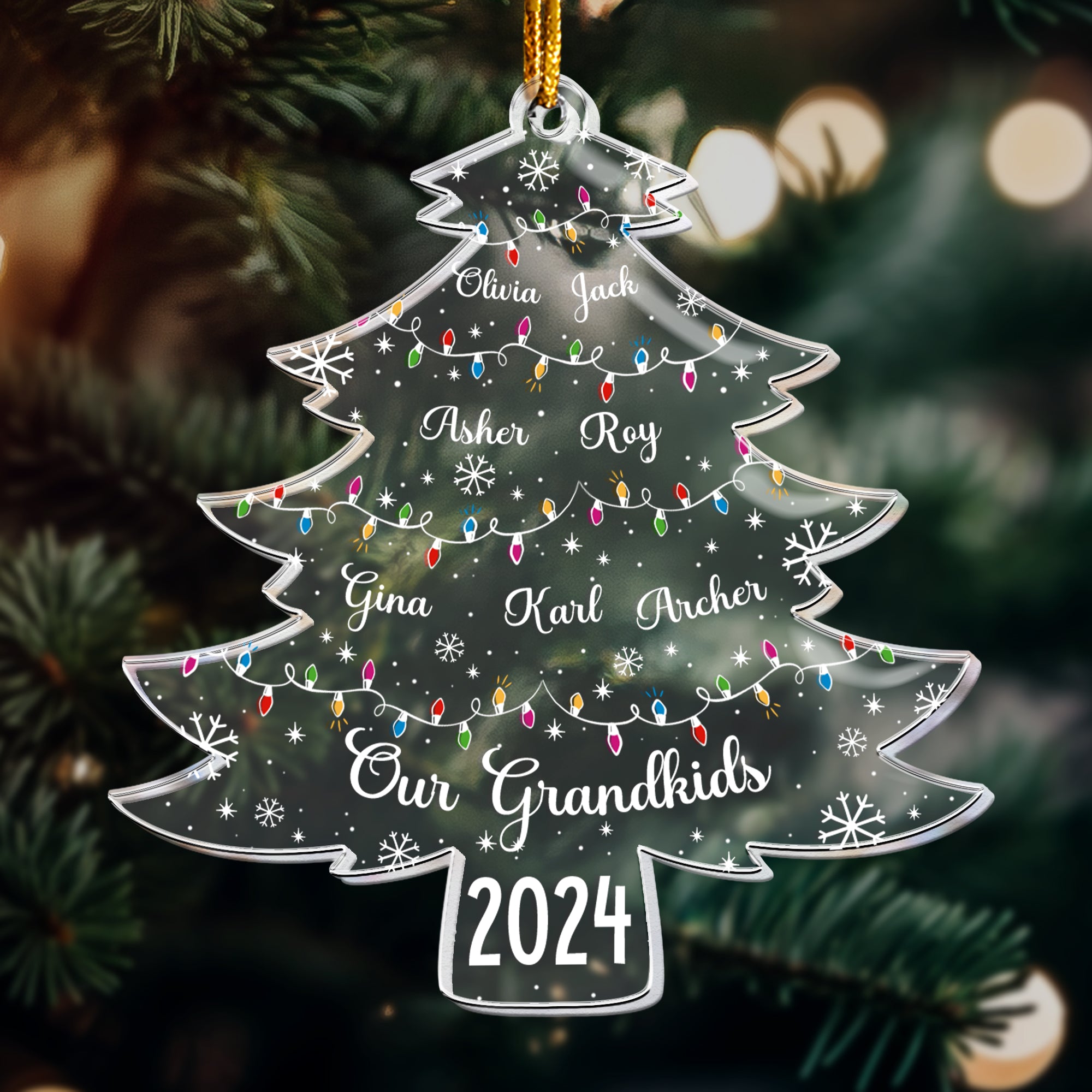 Our Grandkids Christmas Tree With Names - Personalized Acrylic Ornament