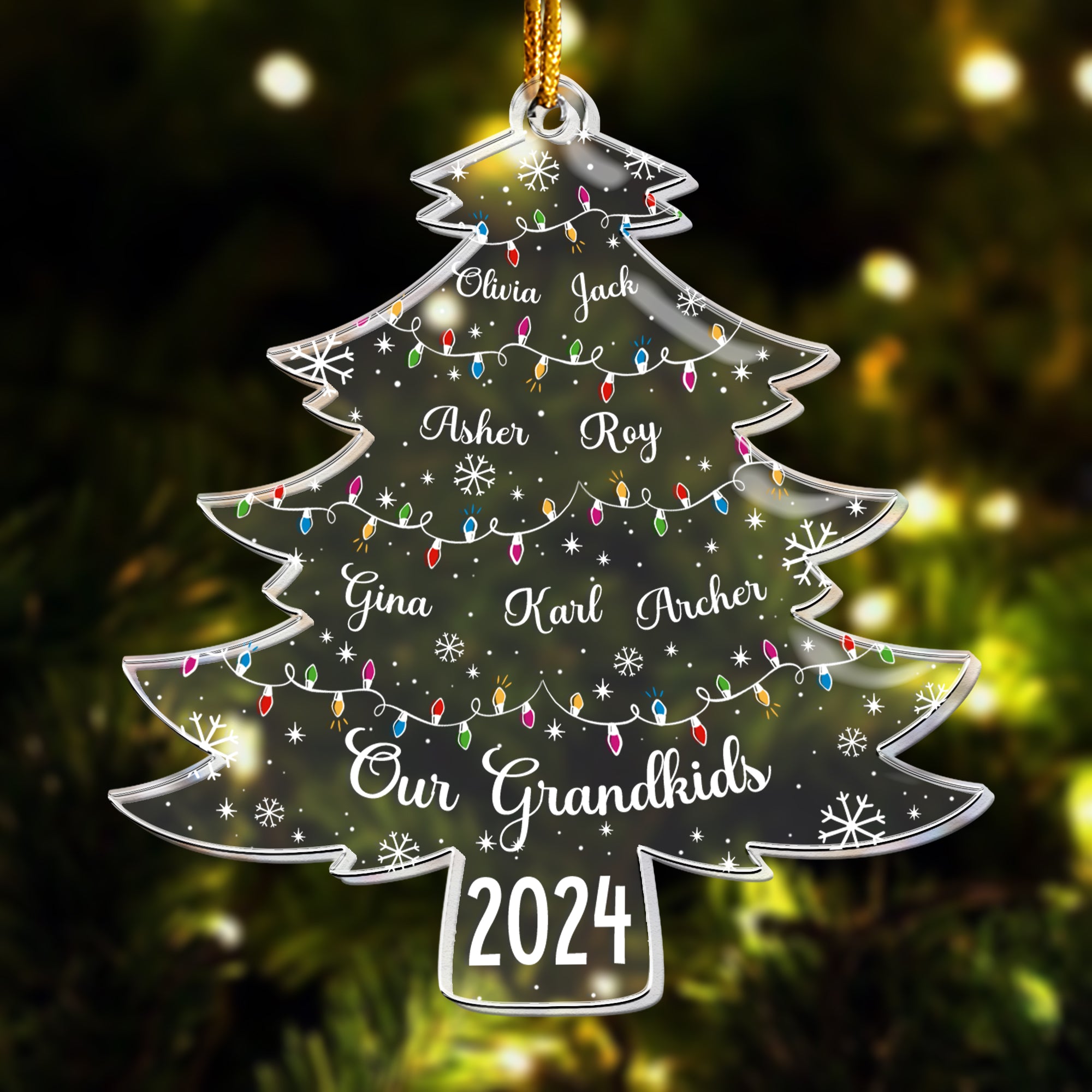 Our Grandkids Christmas Tree With Names - Personalized Acrylic Ornament