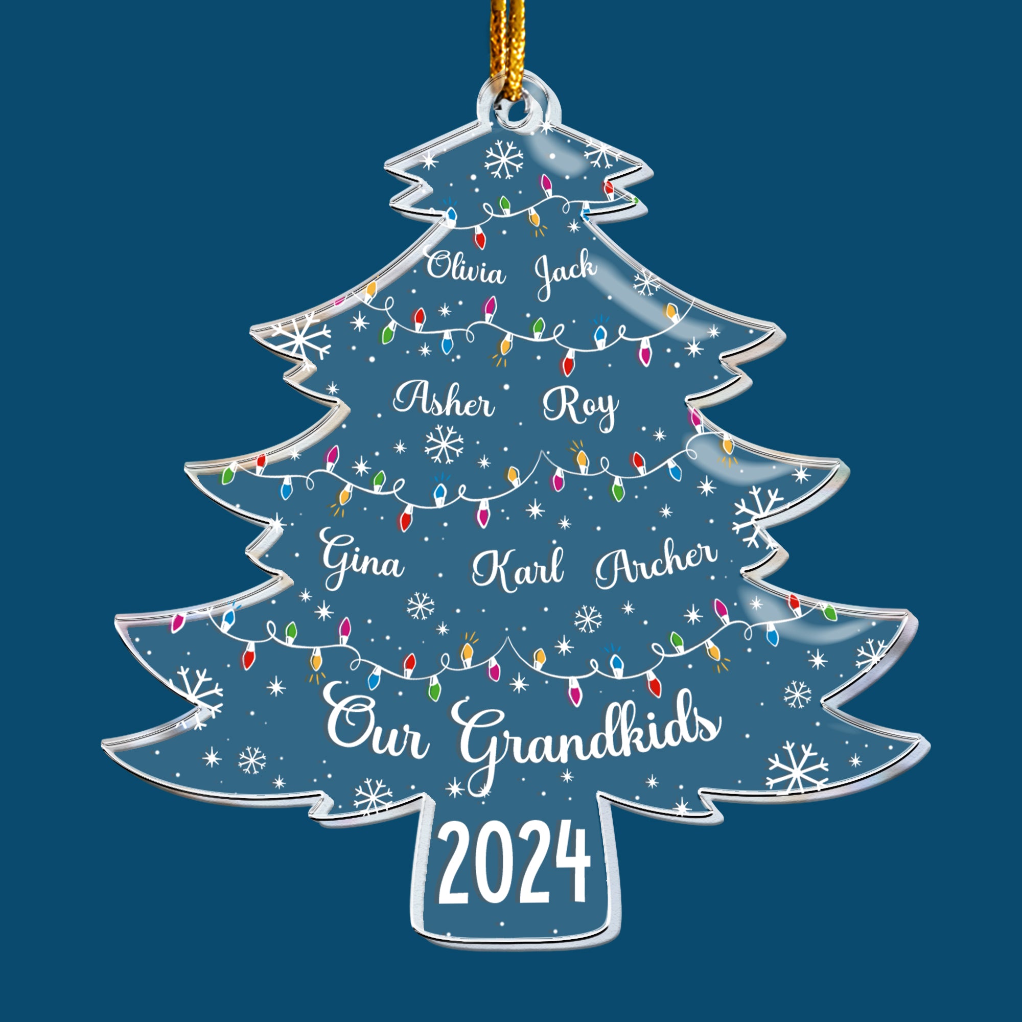 Our Grandkids Christmas Tree With Names - Personalized Acrylic Ornament