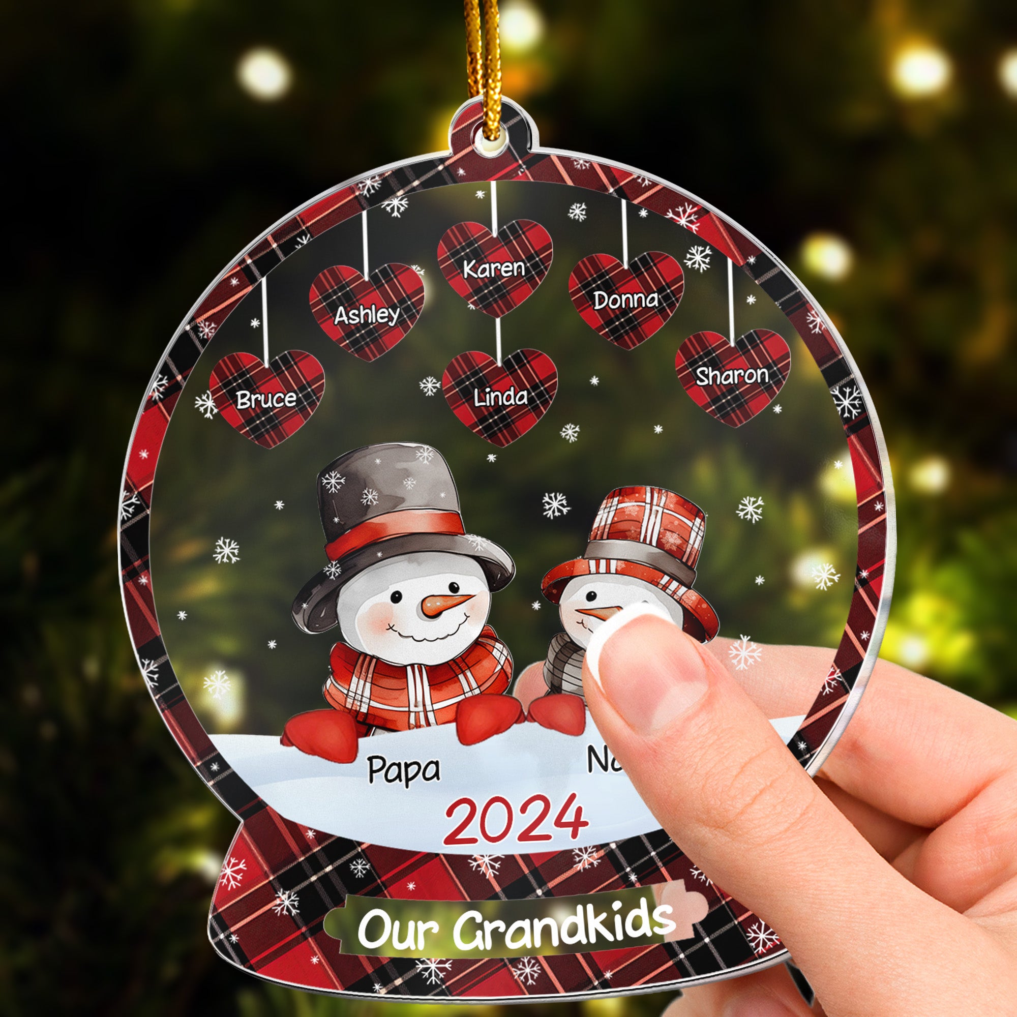 Our Grandkids Custom Name Hearts - Personalized Acrylic Ornament