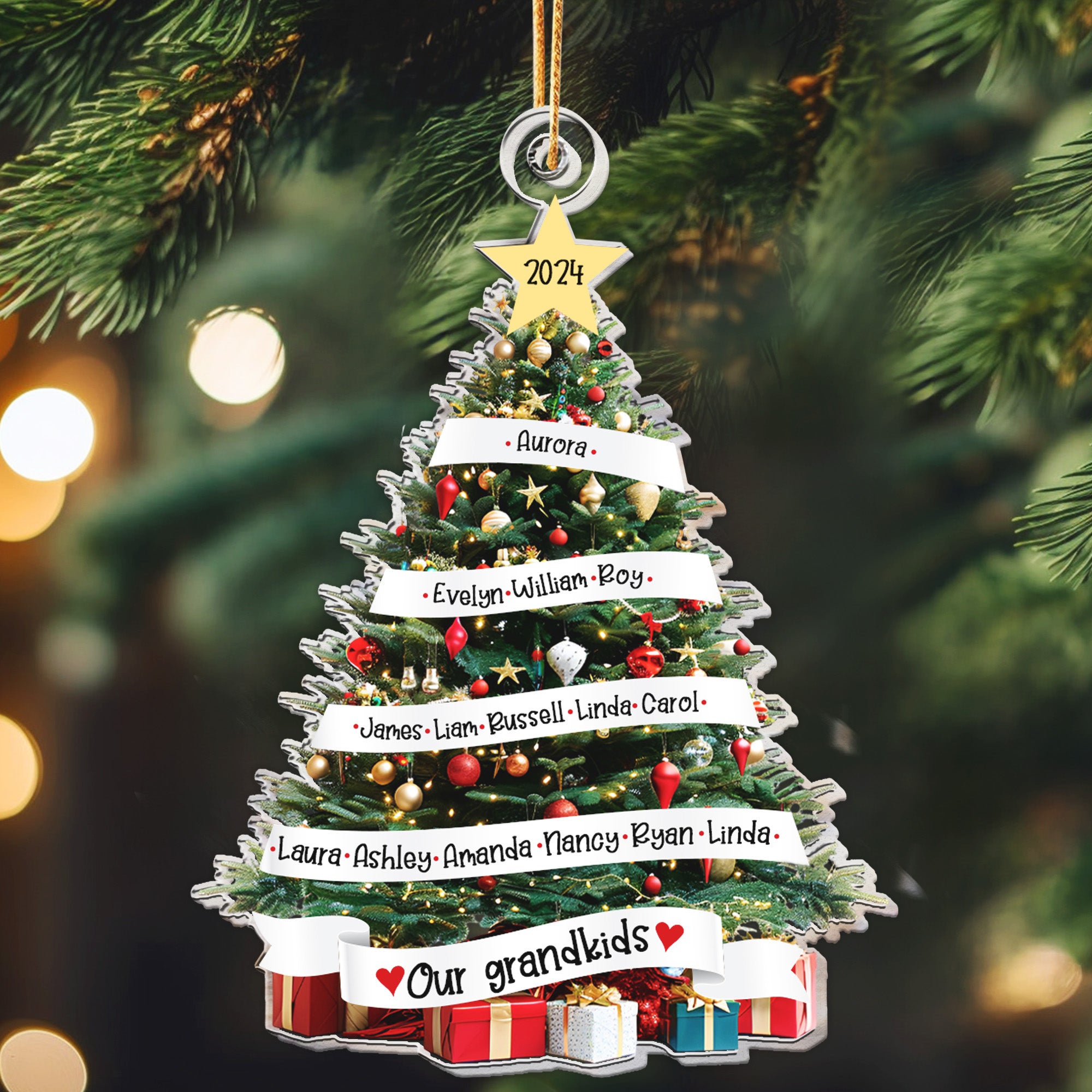 Our Grandkids Names On The Christmas Tree - Personalized Acrylic Ornament