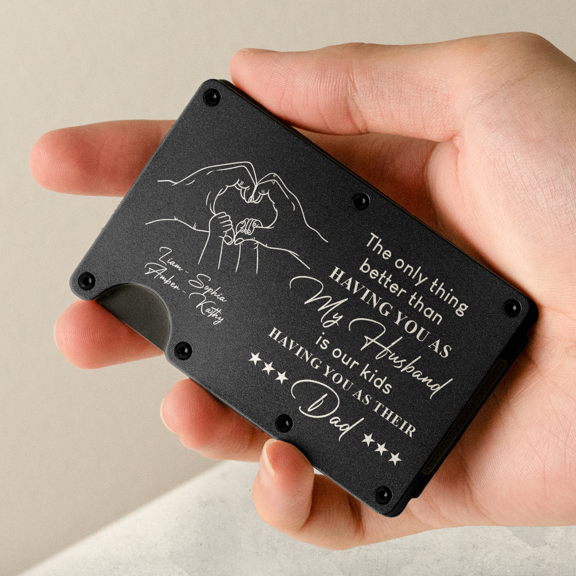 Our Kids Having You As Their Dad - Personalized Metal Card Holder