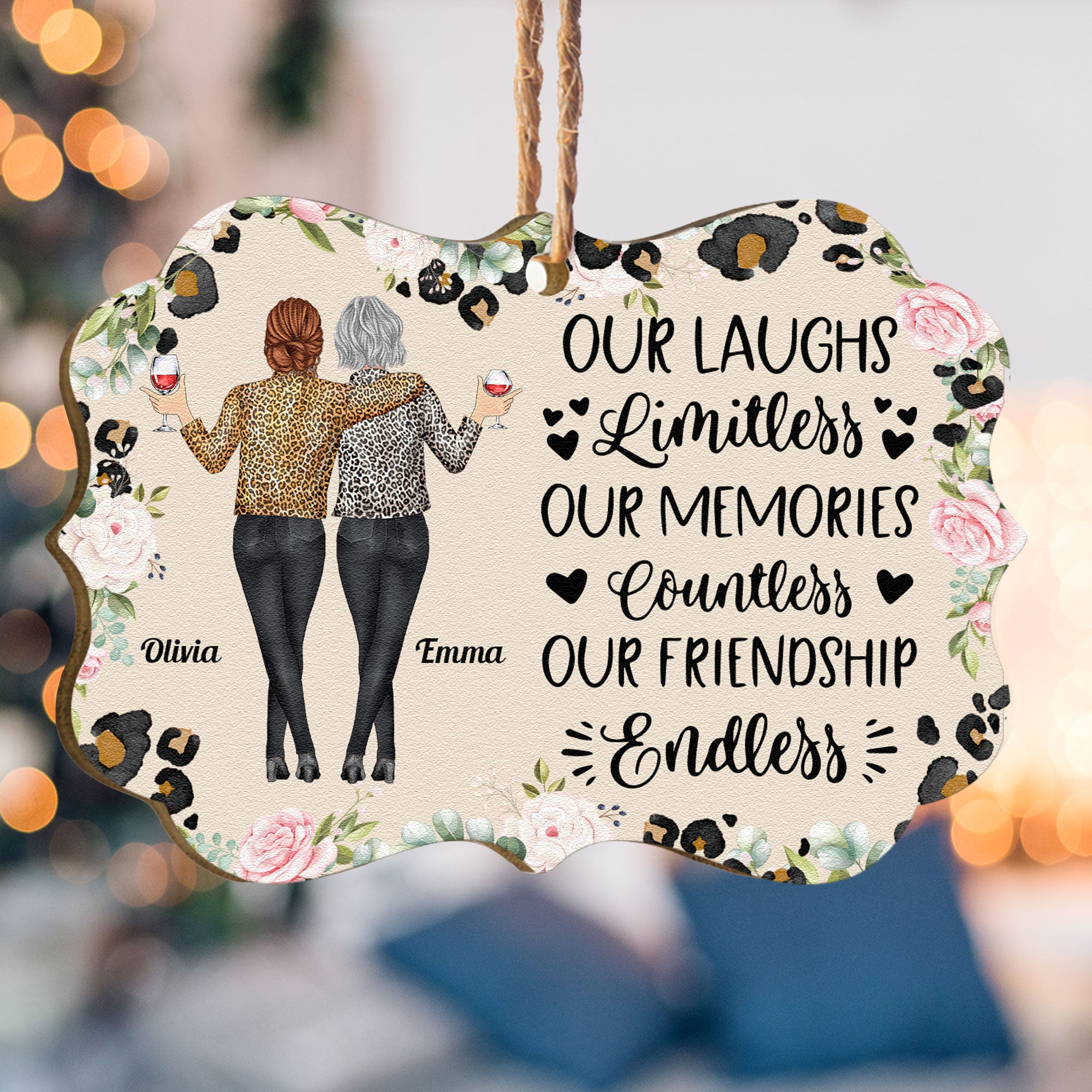 Our Laughes Are Limitless Leopard - Personalized Wooden Ornament