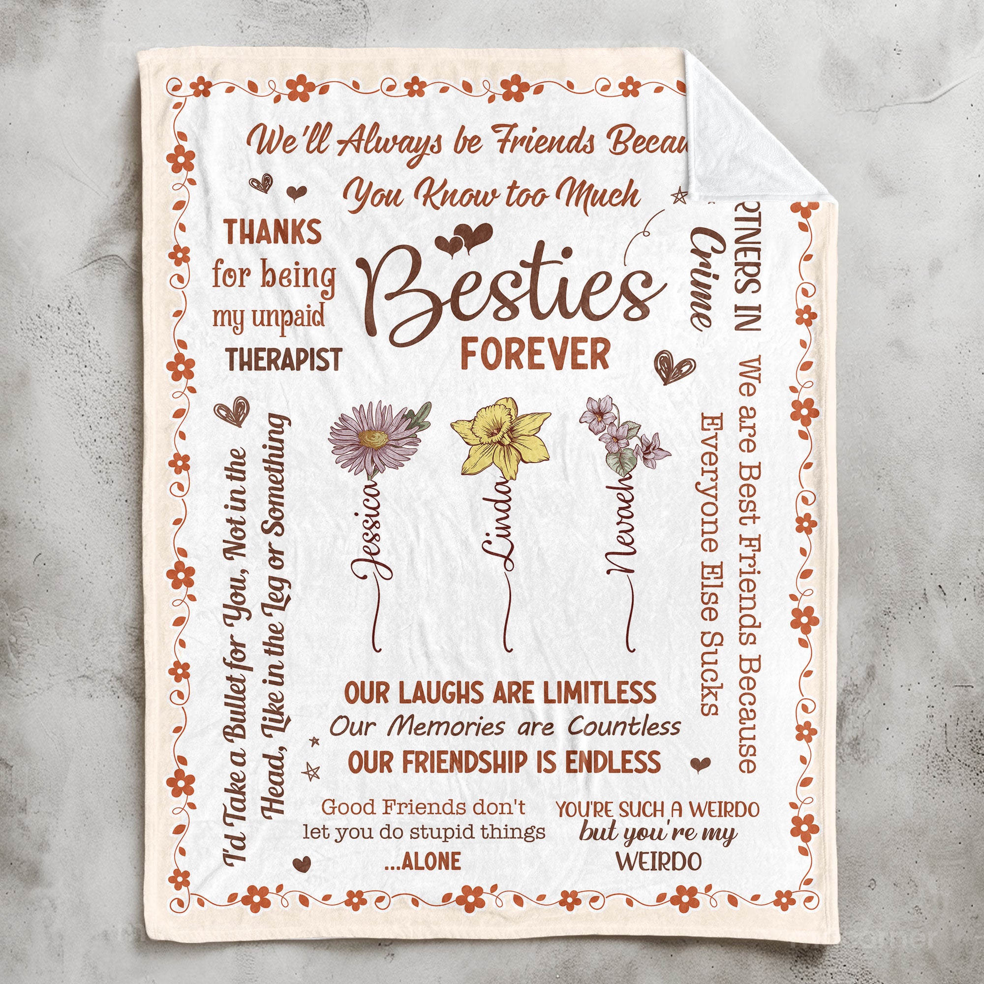 Our Laughs Are Limitless Our Memories Are Countless - Custom Birth Flower - Personalized Blanket