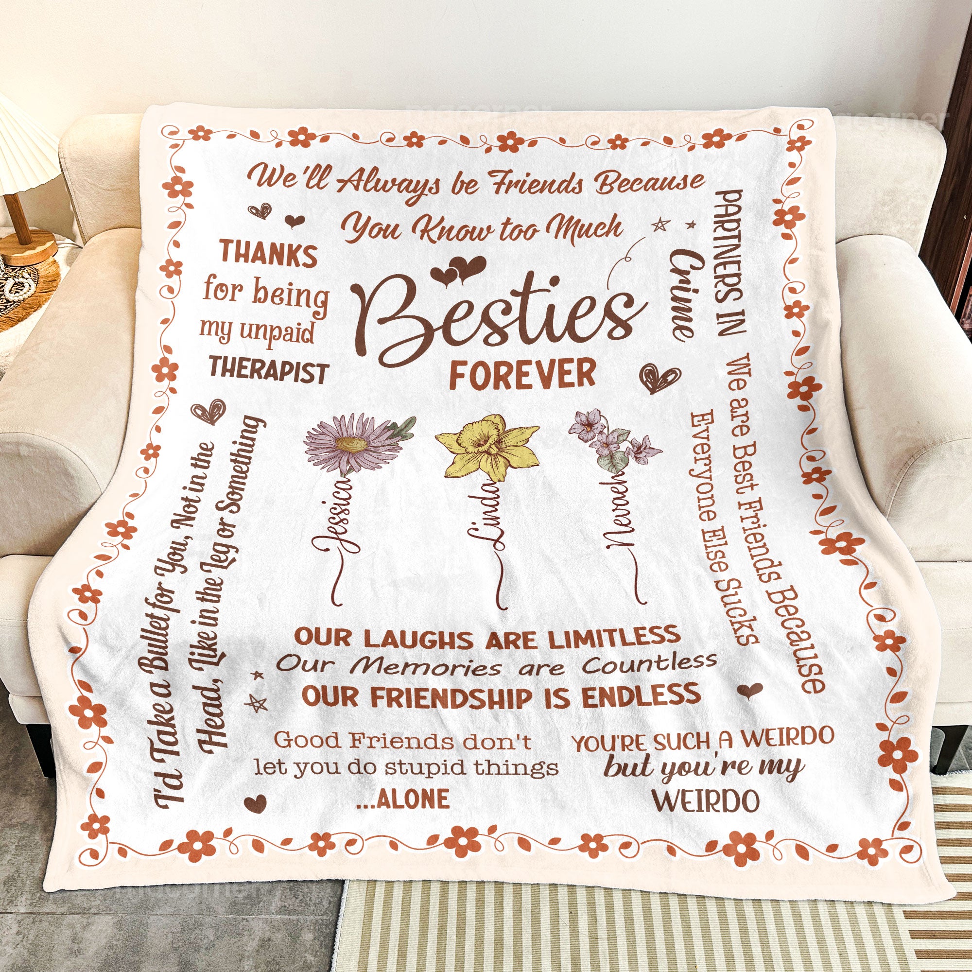 Our Laughs Are Limitless Our Memories Are Countless - Custom Birth Flower - Personalized Blanket