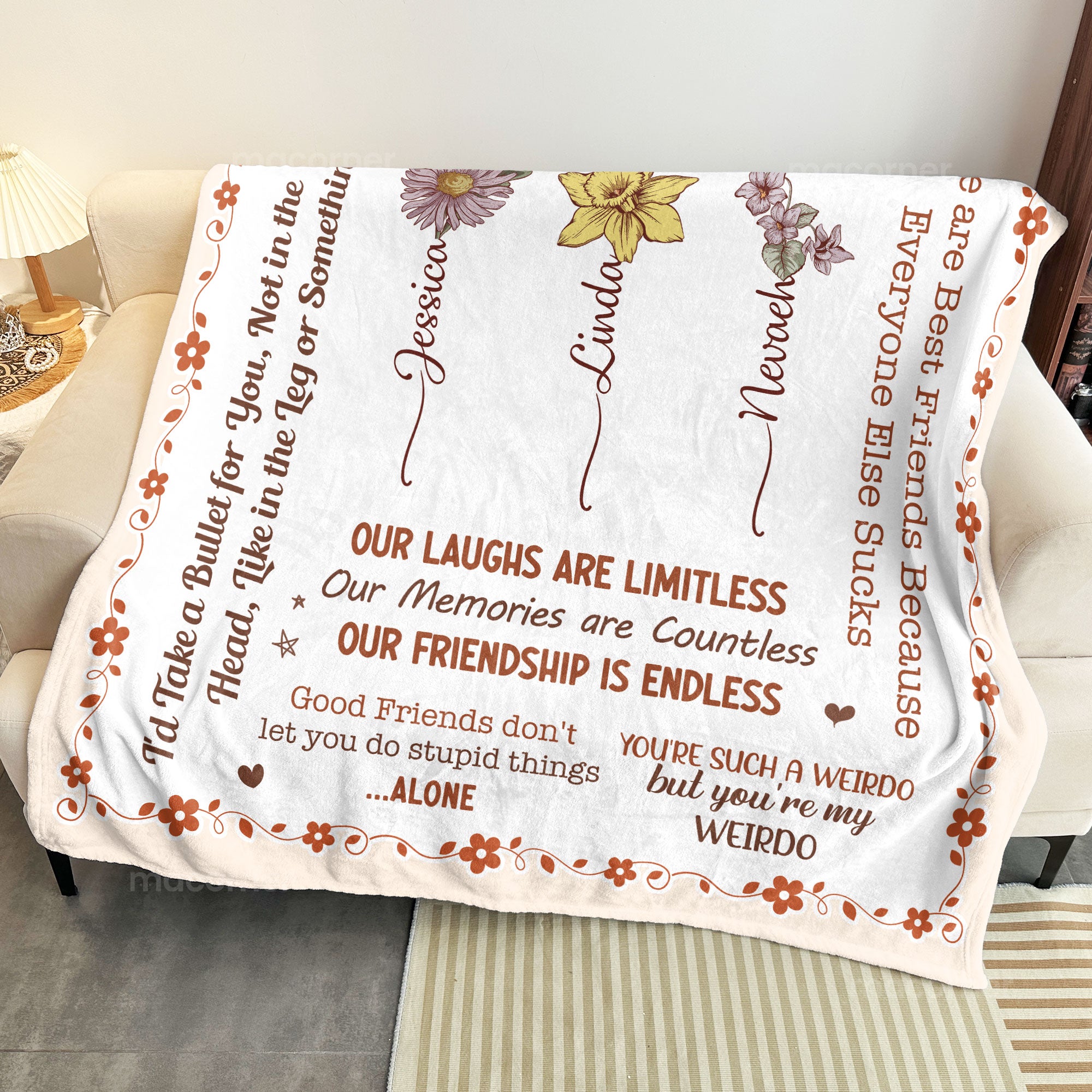 Our Laughs Are Limitless Our Memories Are Countless - Custom Birth Flower - Personalized Blanket