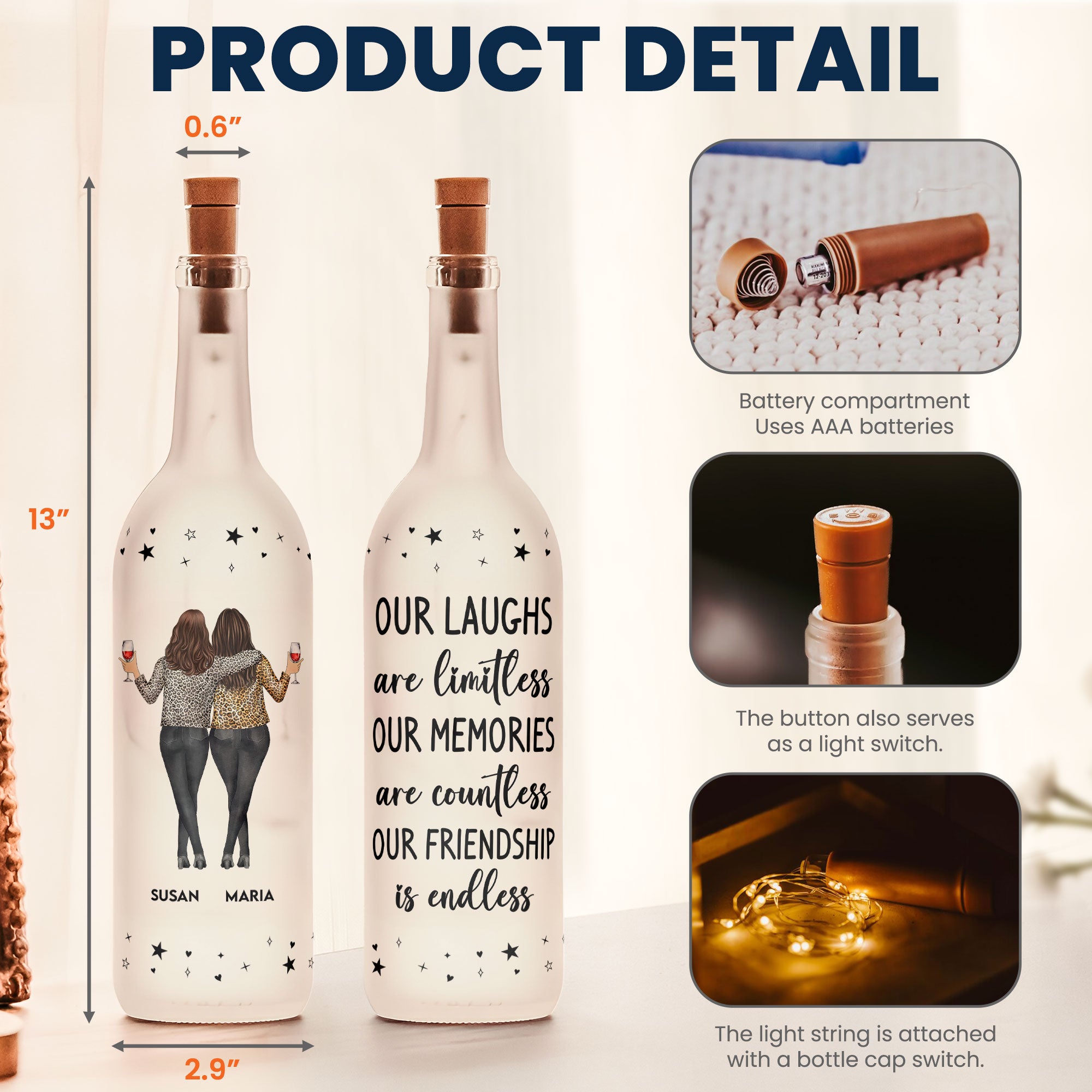 Our Laughs Are Limitless - Personalized Bottle Lamp