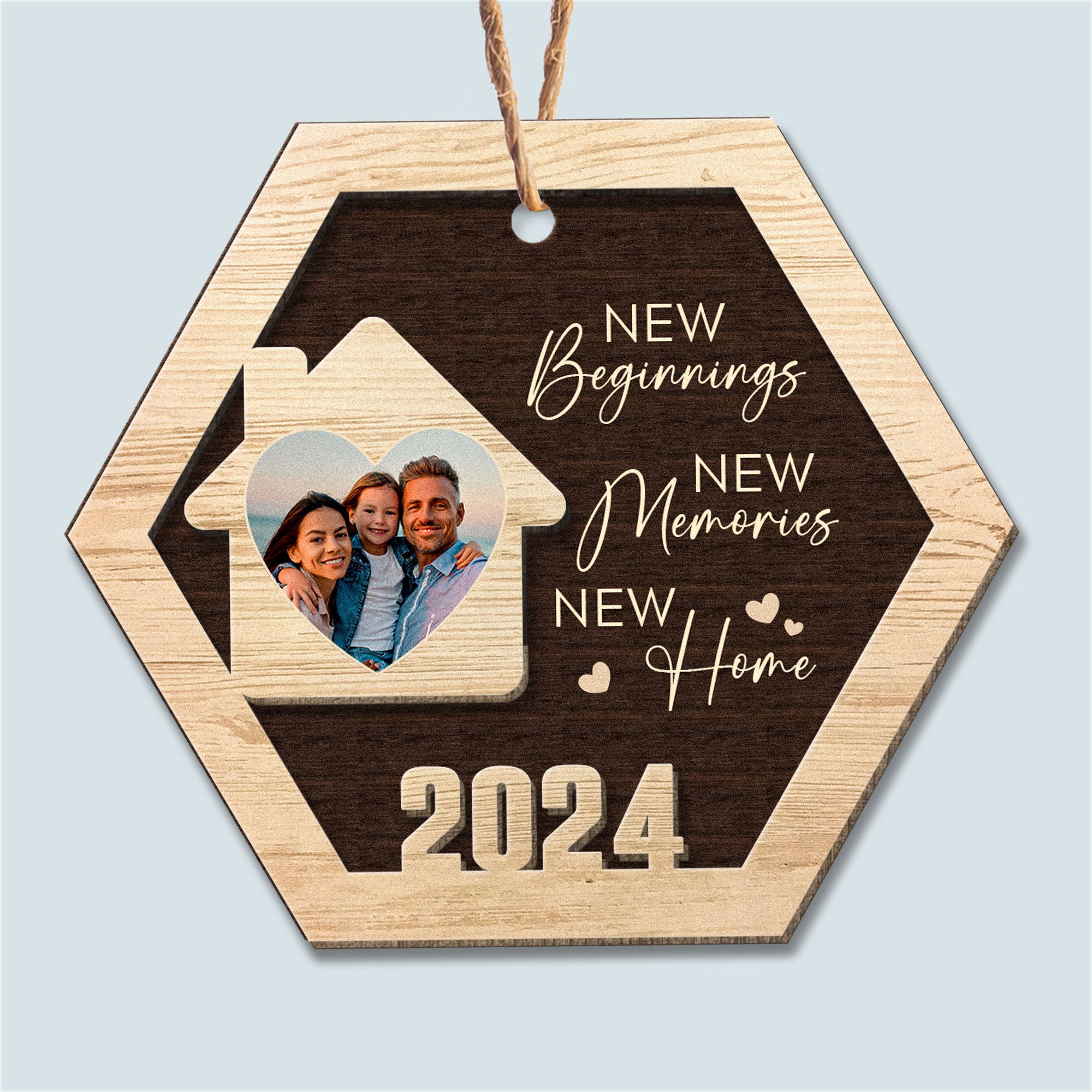 Our New Home - Personalized 2 Layers Wooden Photo Ornament