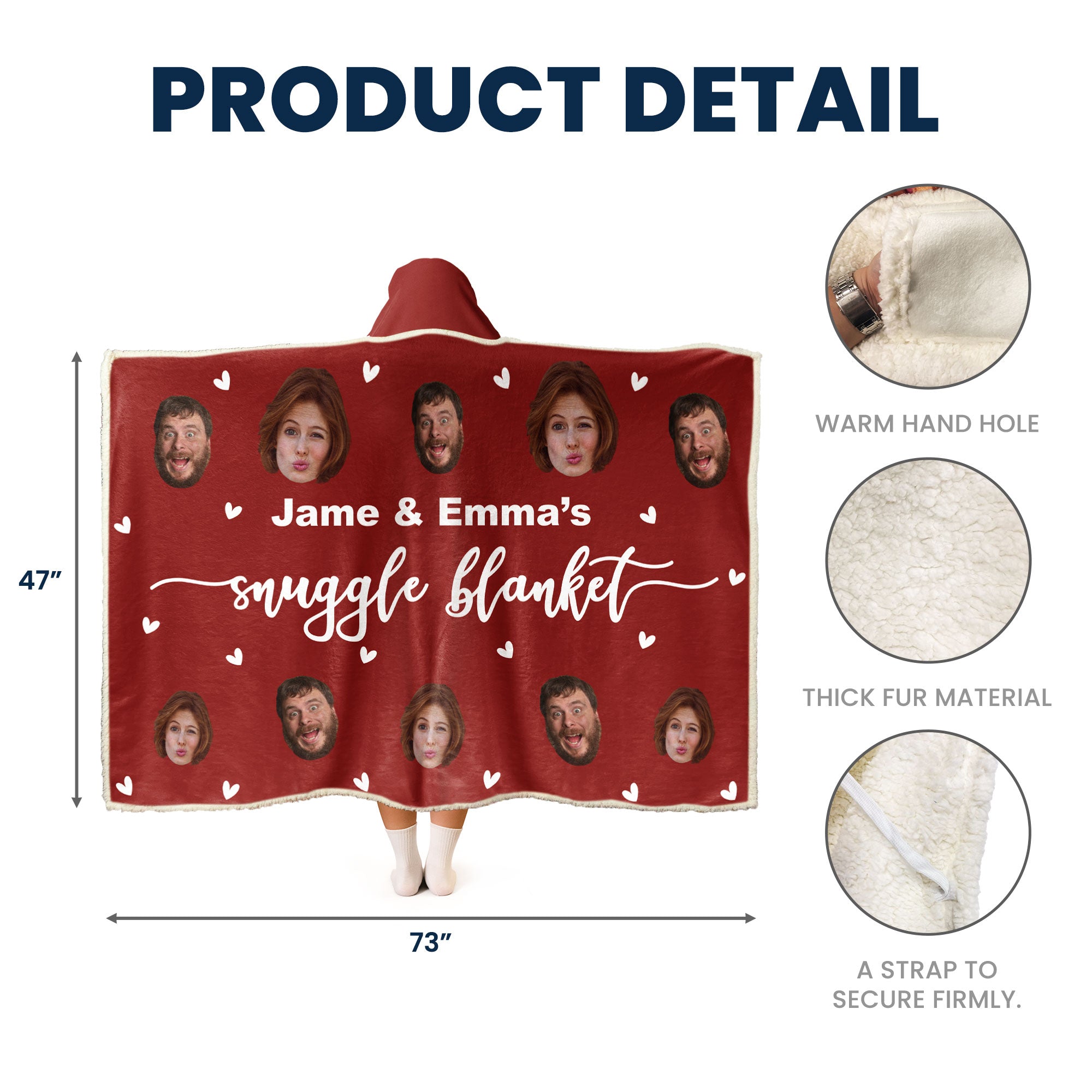 Our Snuggle Blanket - Personalized Photo Wearable Blanket Hoodie