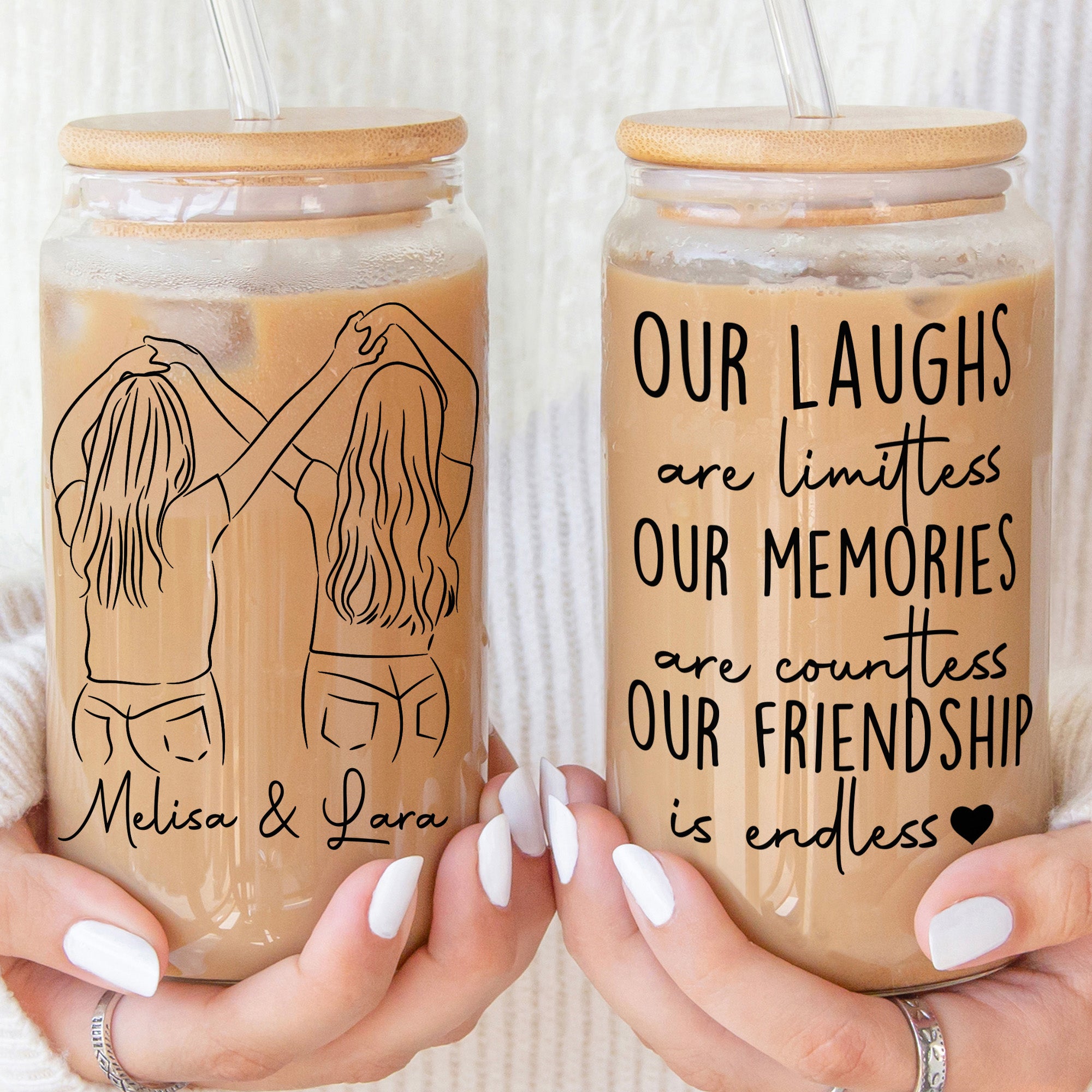 Our Laughs Are Limitless, Our Memories Are Countless - Personalized Clear Glass Cup