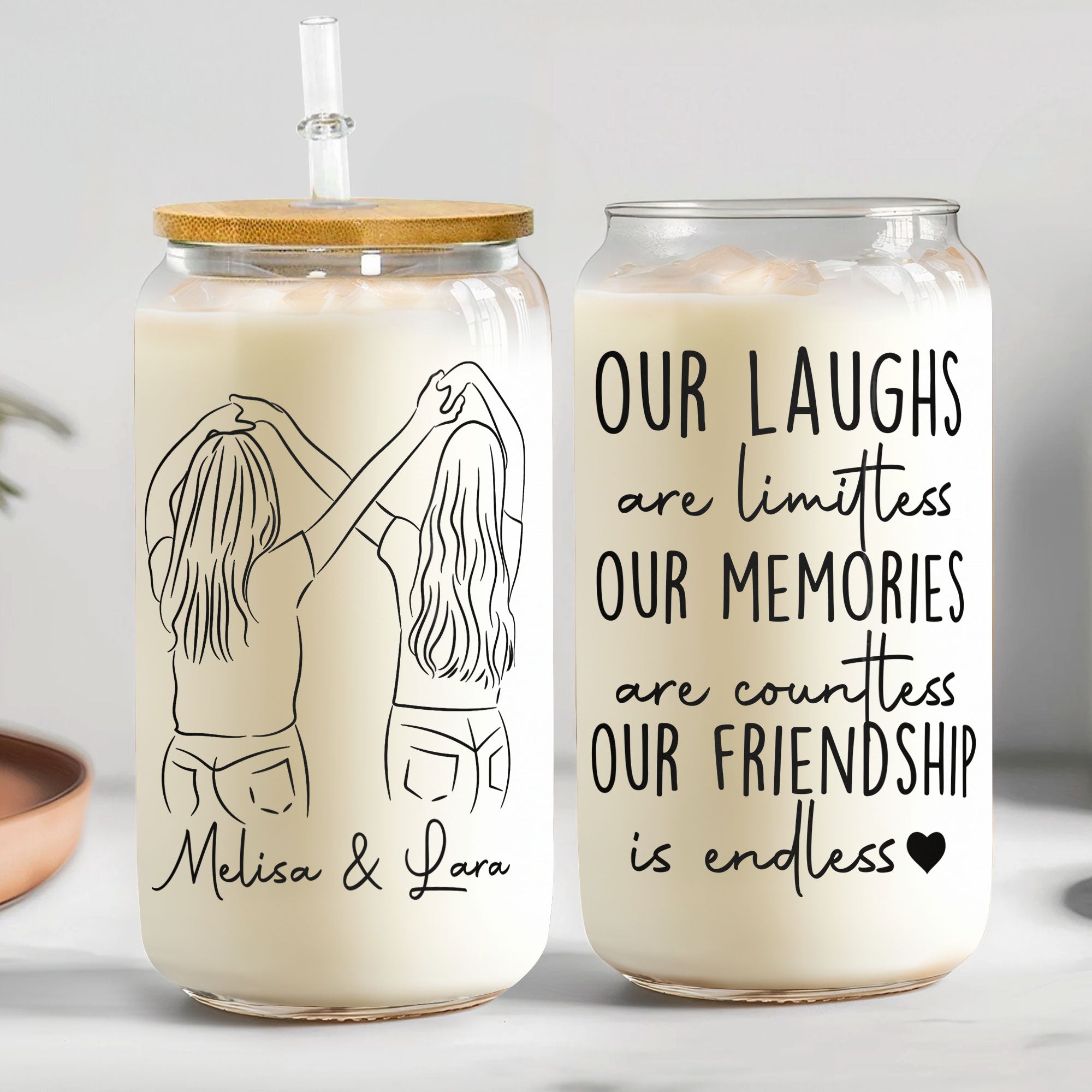 Our Laughs Are Limitless, Our Memories Are Countless - Personalized Clear Glass Cup