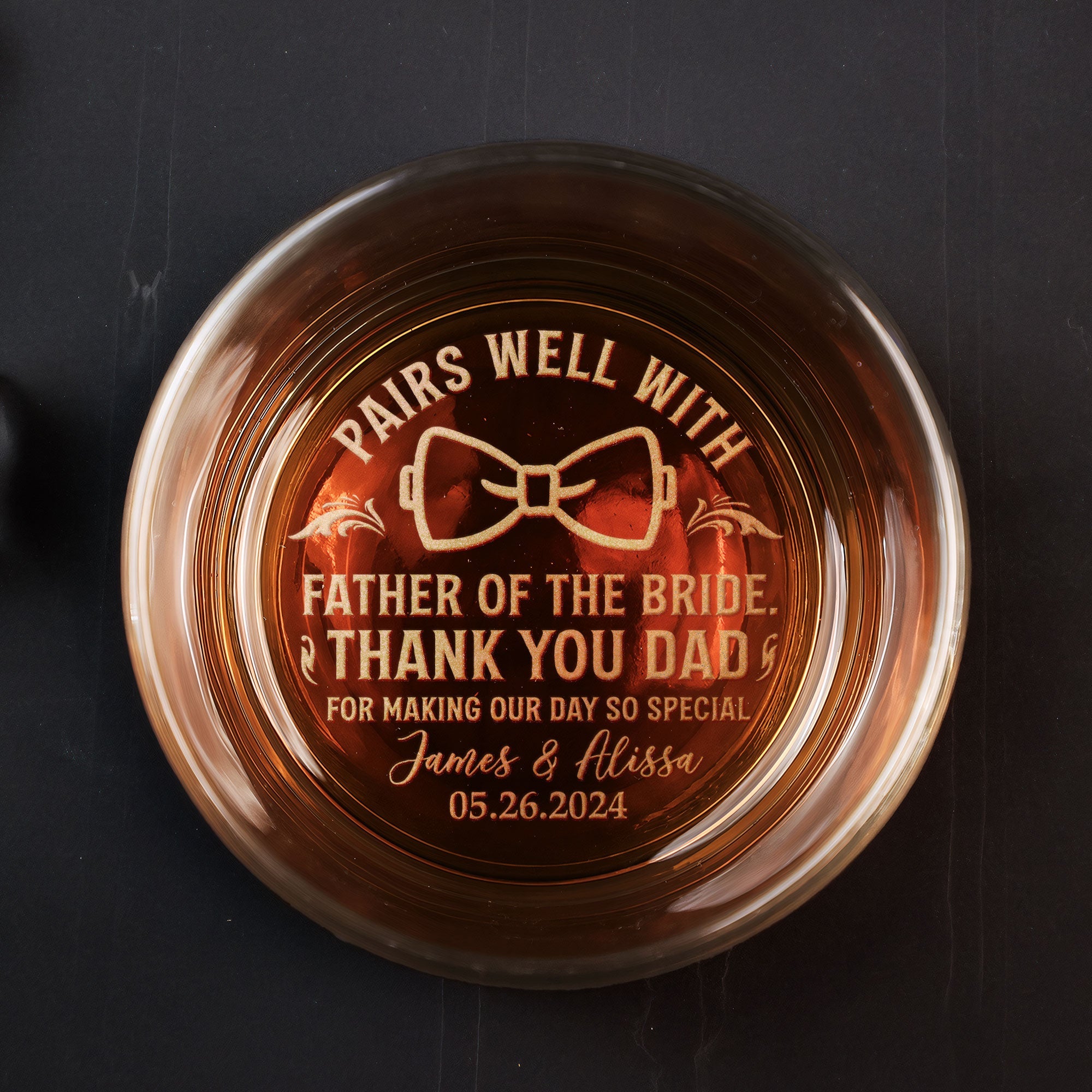 Pairs Well With Father Of The Bride Groom - Personalized Engraved Whiskey Glass