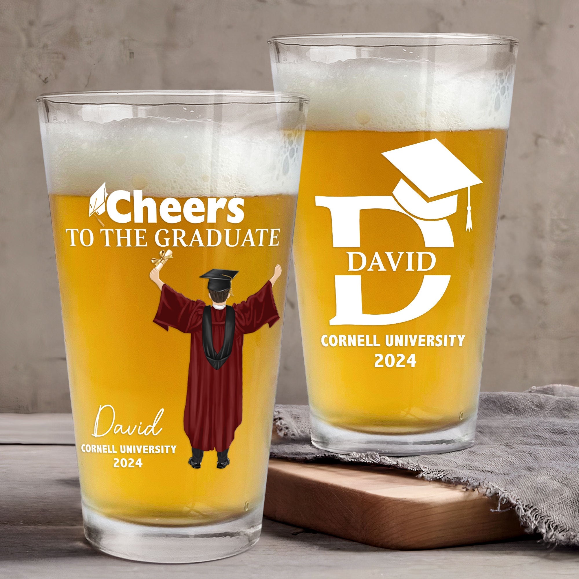 Pairs Well With Graduating - Personalized Beer Glass