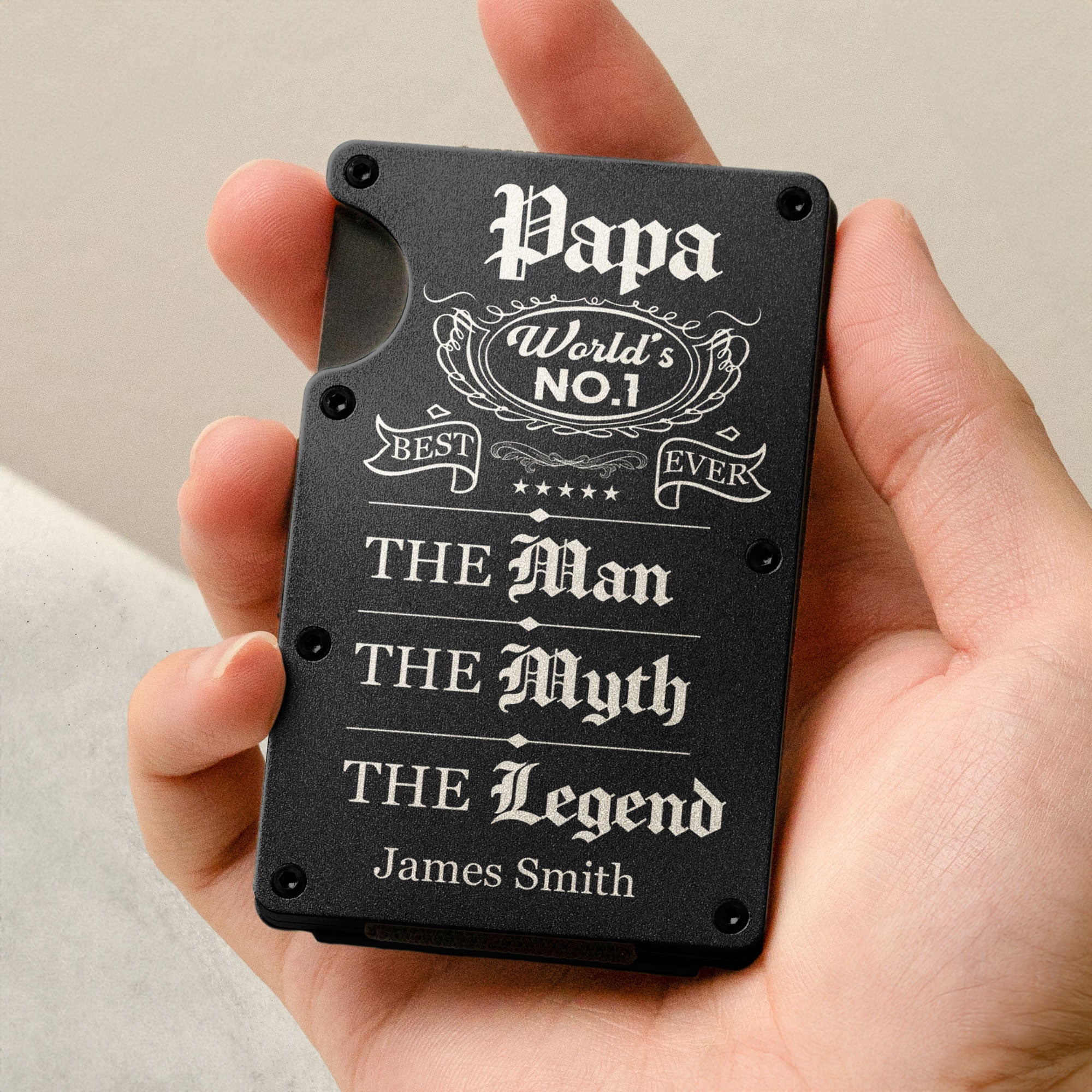 Papa No1 The Man The Myth The Legend - Personalized Metal Card Holder