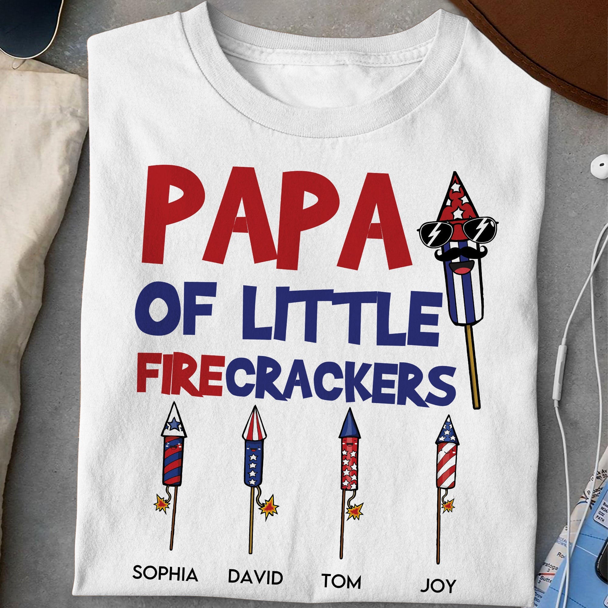 Papa Of Little Firecrackers - Personalized Shirt