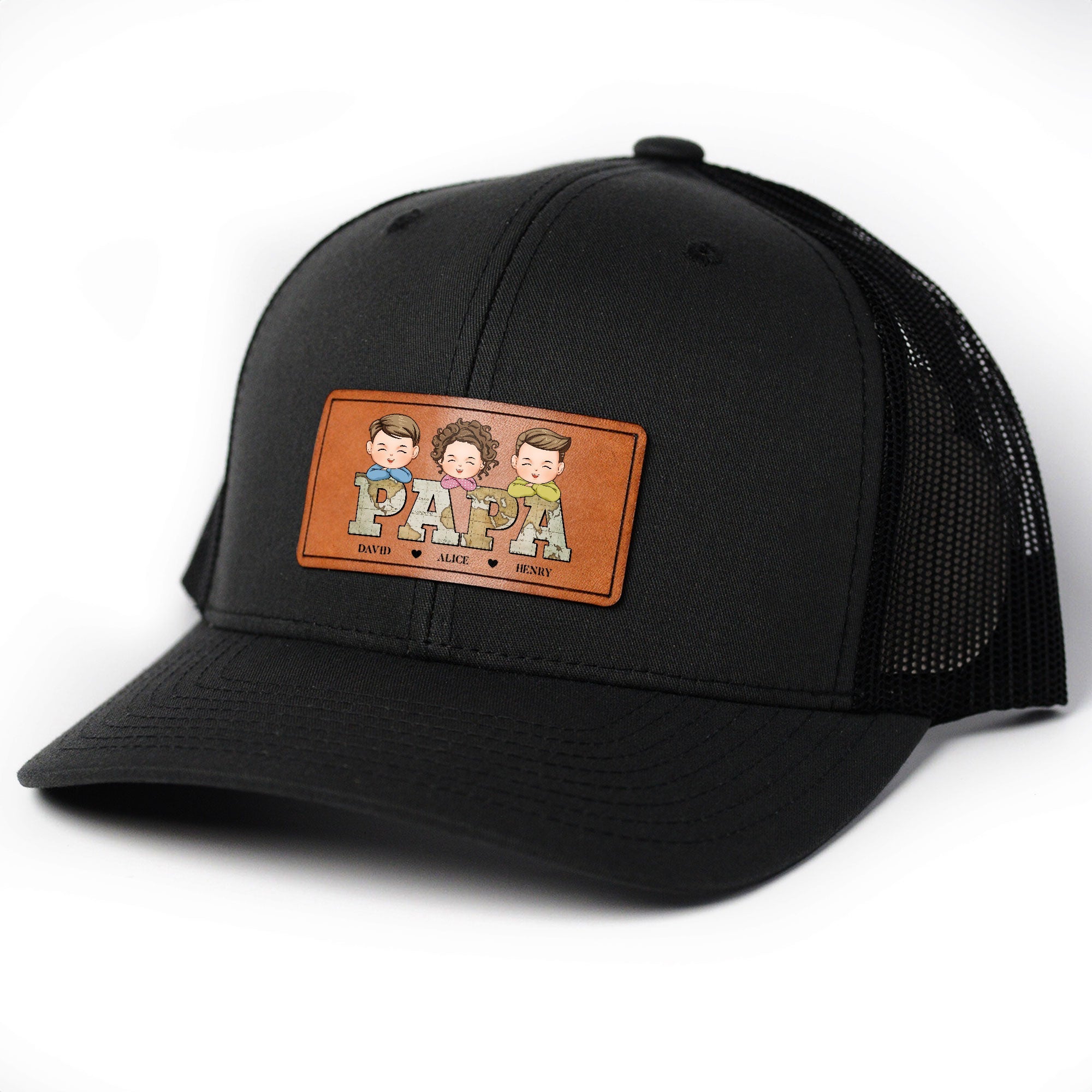 Papa - Personalized Leather Patch Hat