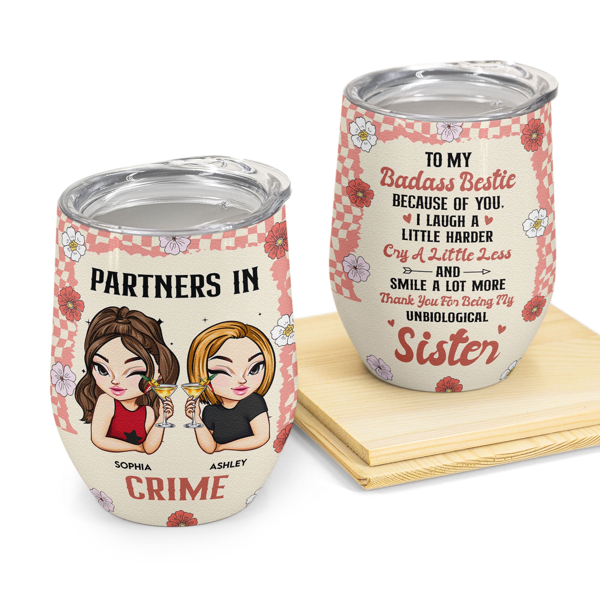 Partners In Crime Always Besties - Personalized Wine Tumbler