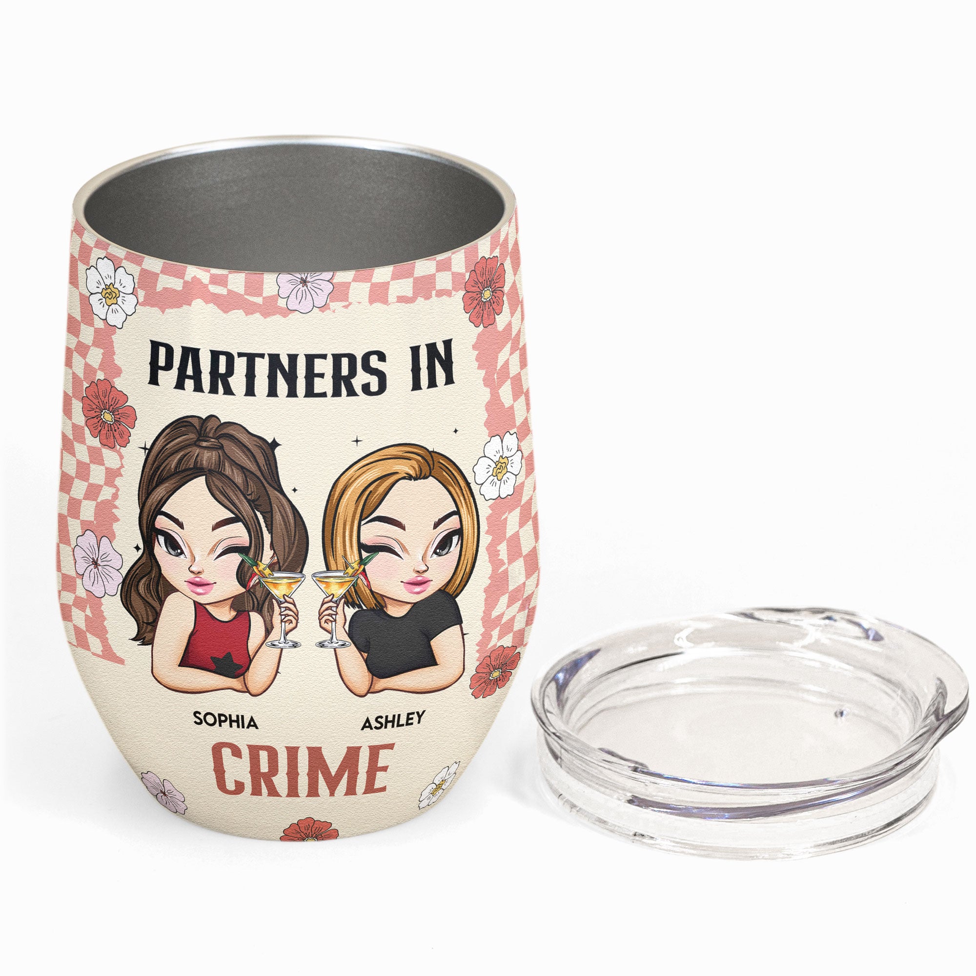 Partners In Crime Always Besties - Personalized Wine Tumbler