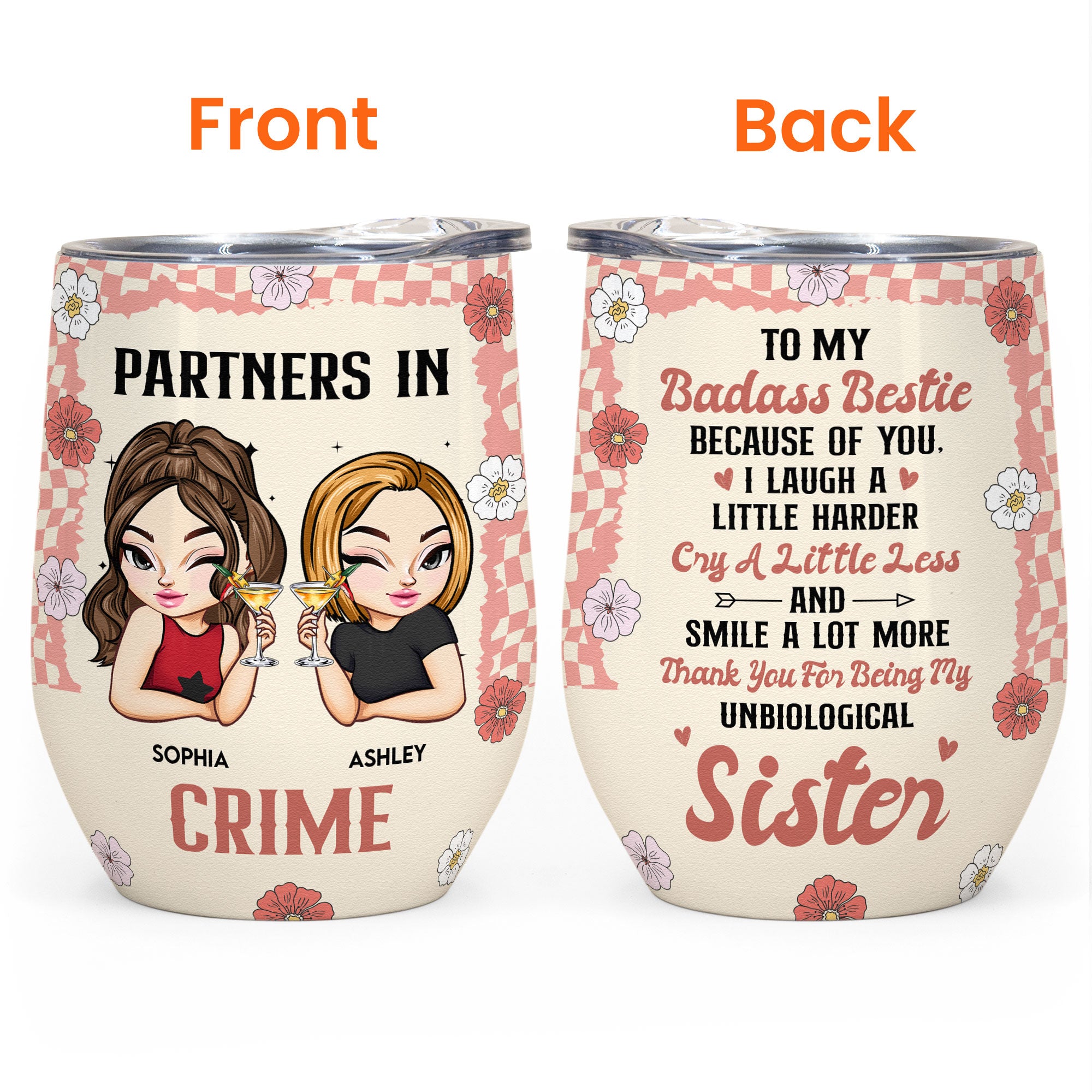 Partners In Crime Always Besties - Personalized Wine Tumbler