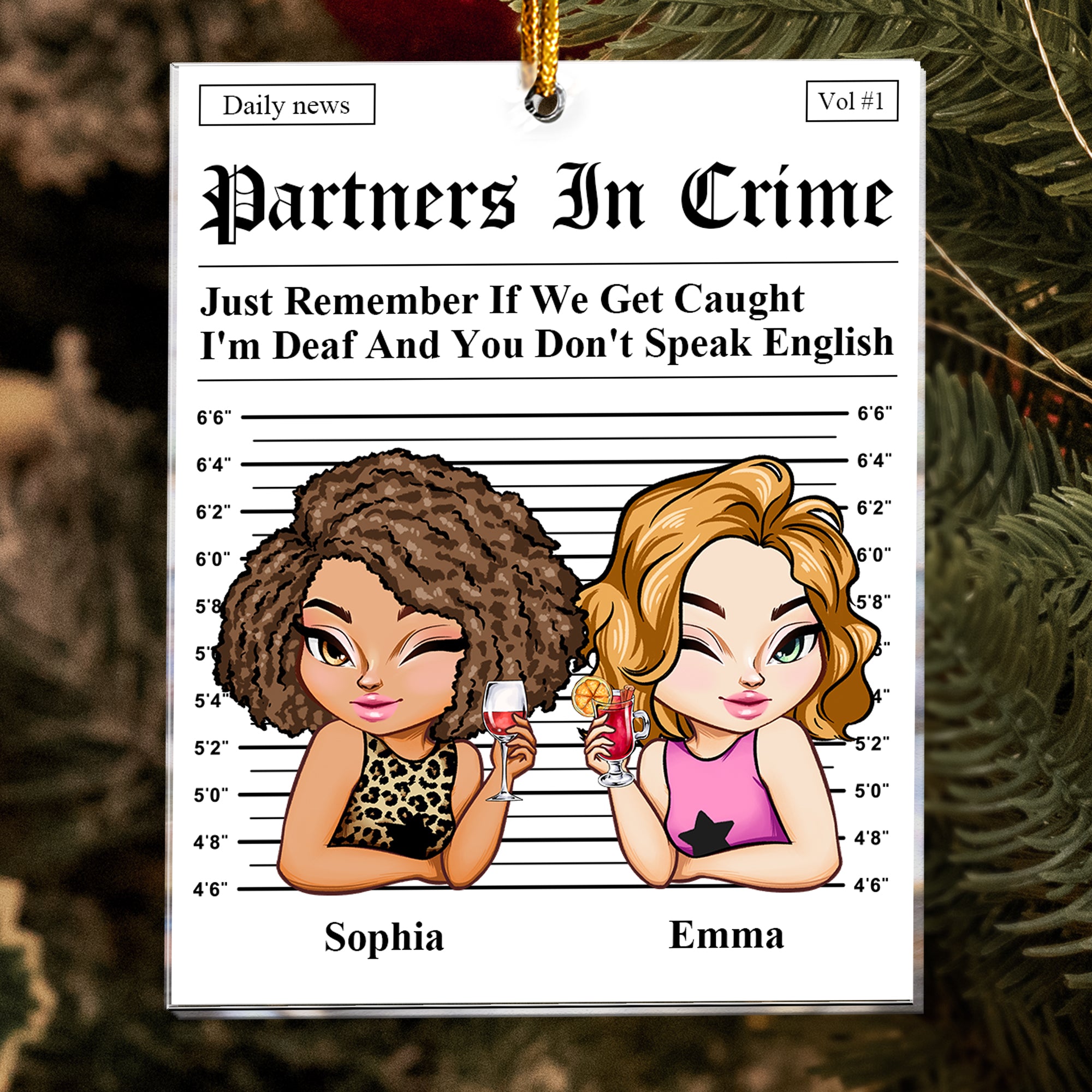 Partners In Crime - Daily News - Friendship Funny Gifts - Personalized Acrylic Ornament