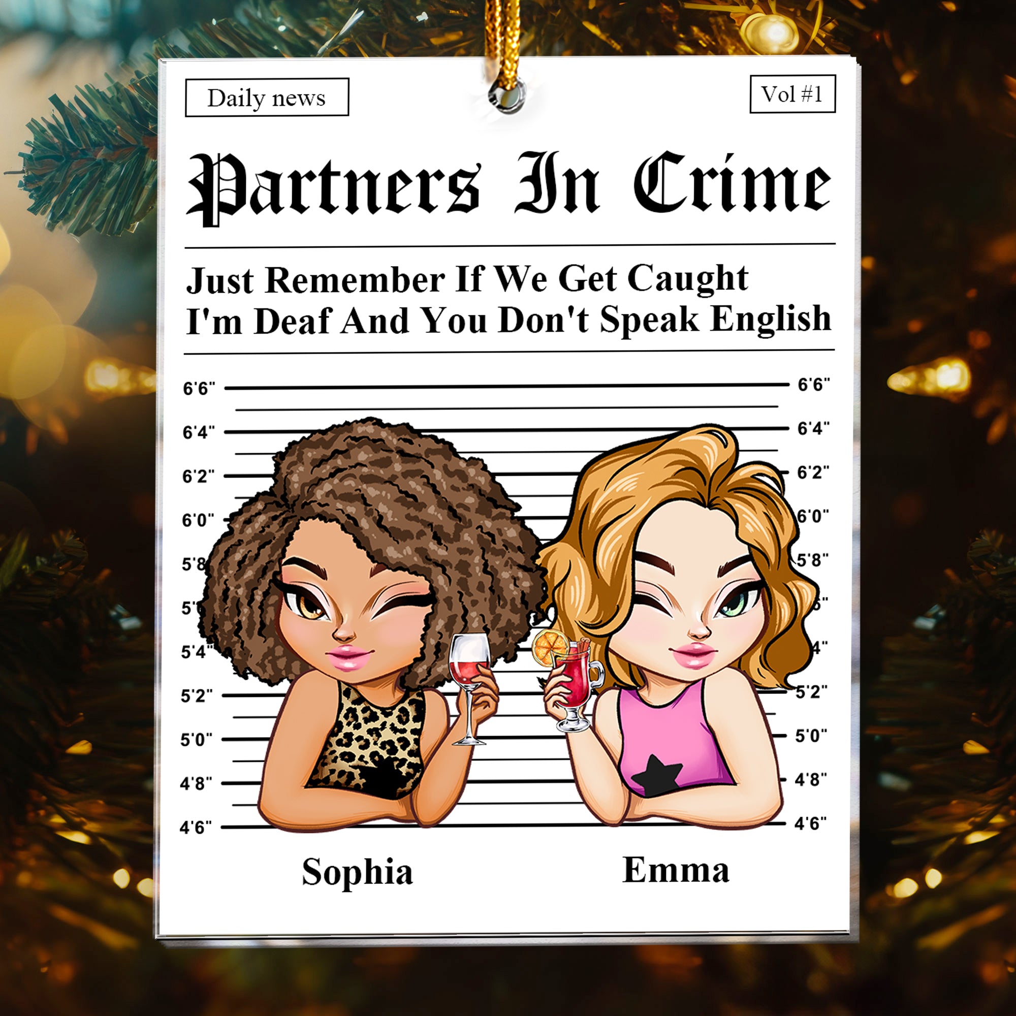 Partners In Crime - Daily News - Friendship Funny Gifts - Personalized Acrylic Ornament