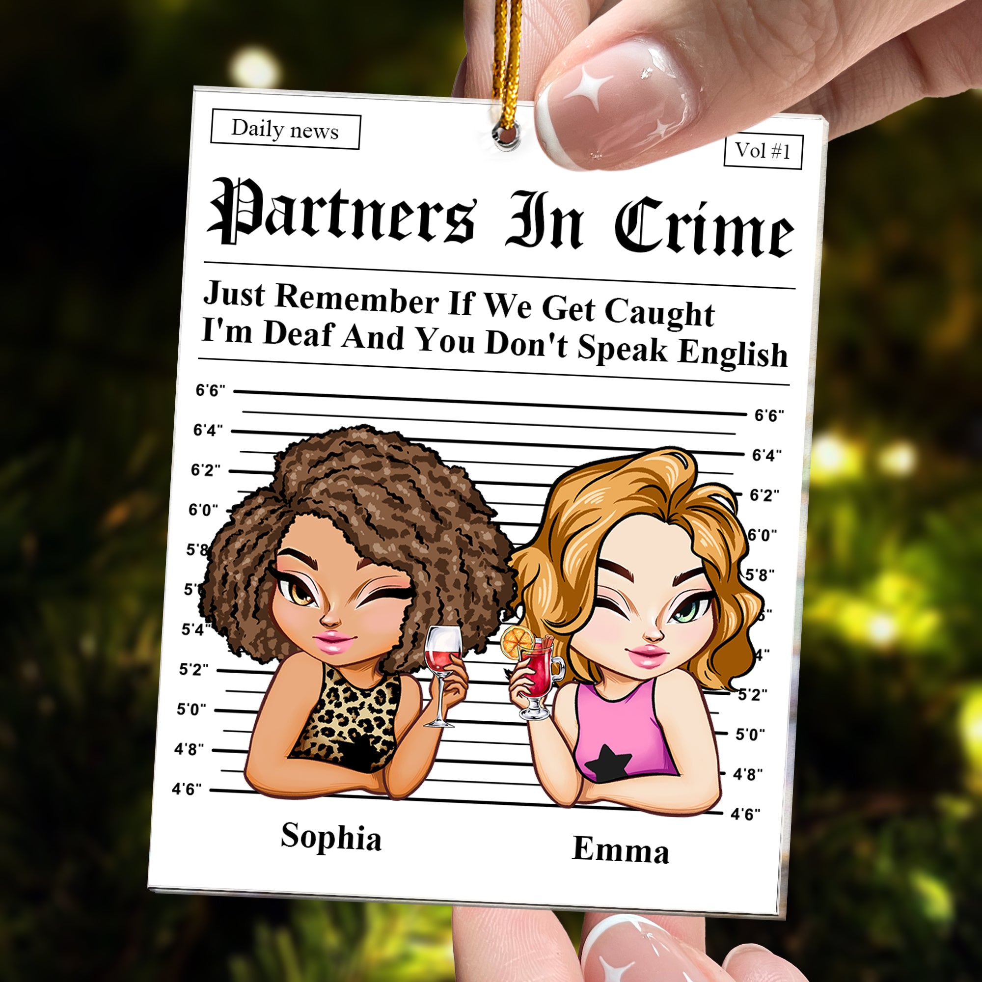 Partners In Crime - Daily News - Friendship Funny Gifts - Personalized Acrylic Ornament