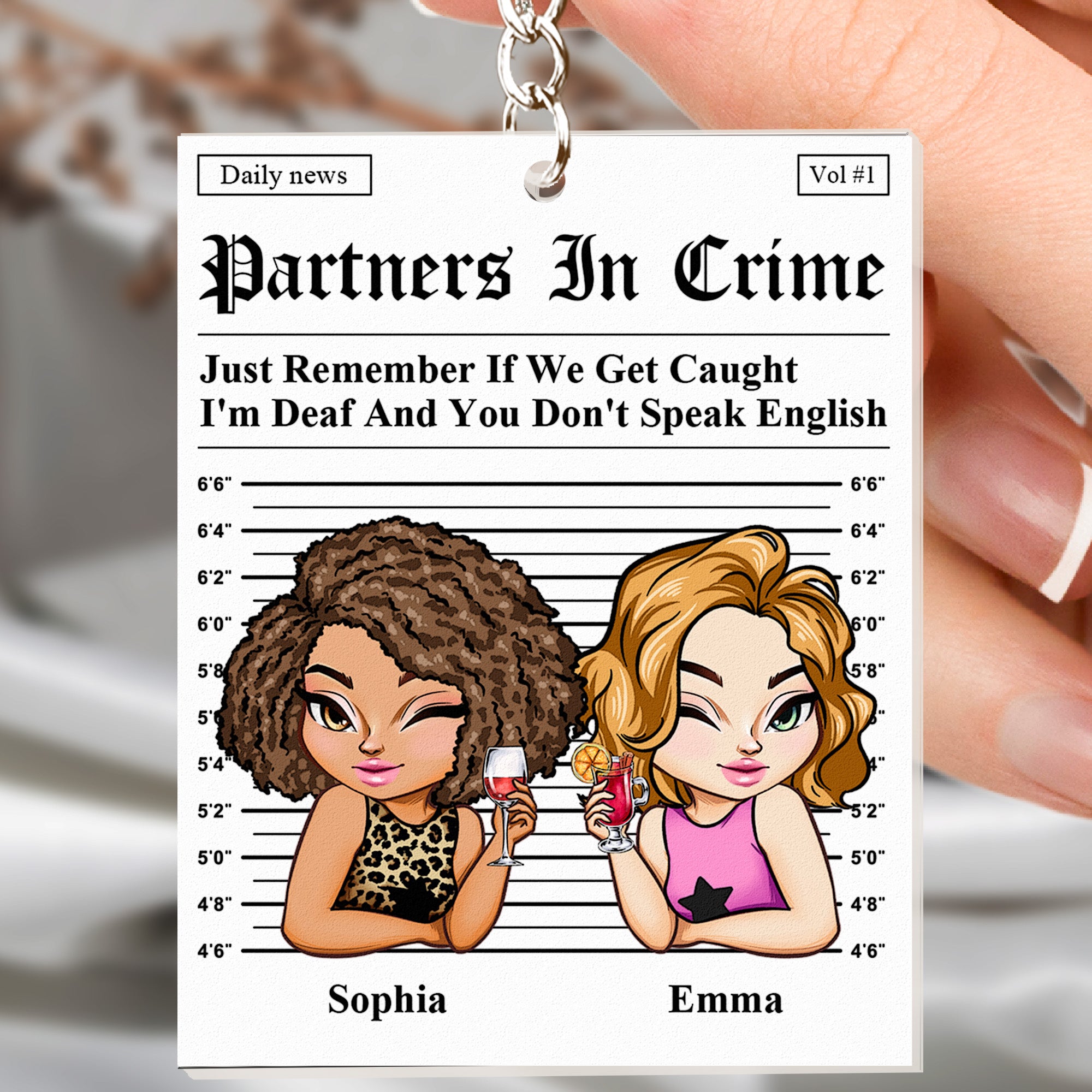 Partners In Crime - Gifts For Friends, Besties - Personalized Acrylic Keychain