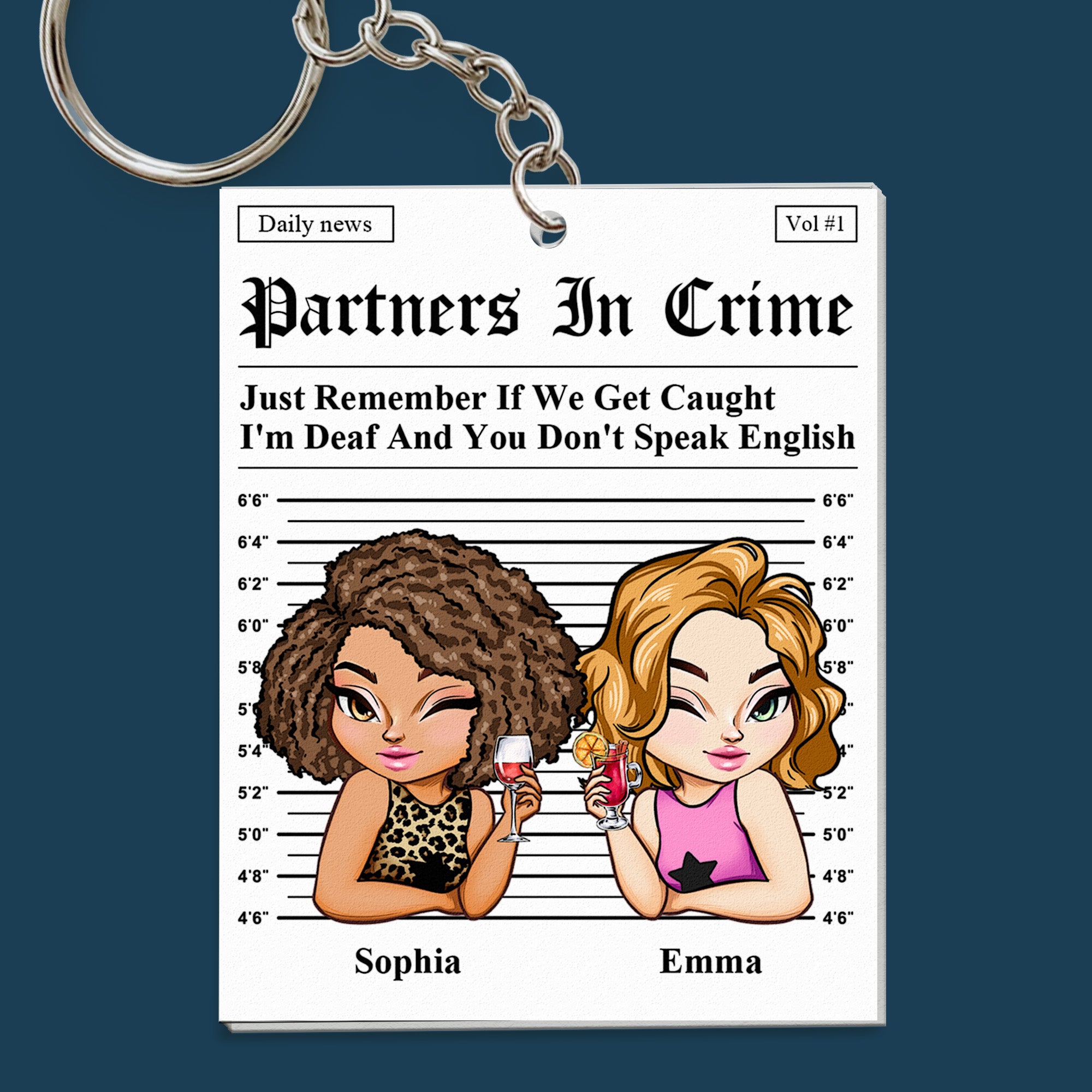 Partners In Crime - Gifts For Friends, Besties - Personalized Acrylic Keychain