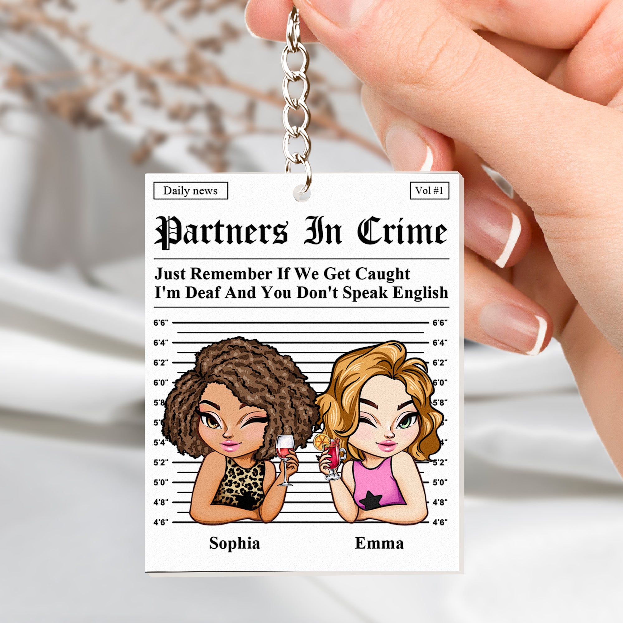 Partners In Crime - Gifts For Friends, Besties - Personalized Acrylic Keychain