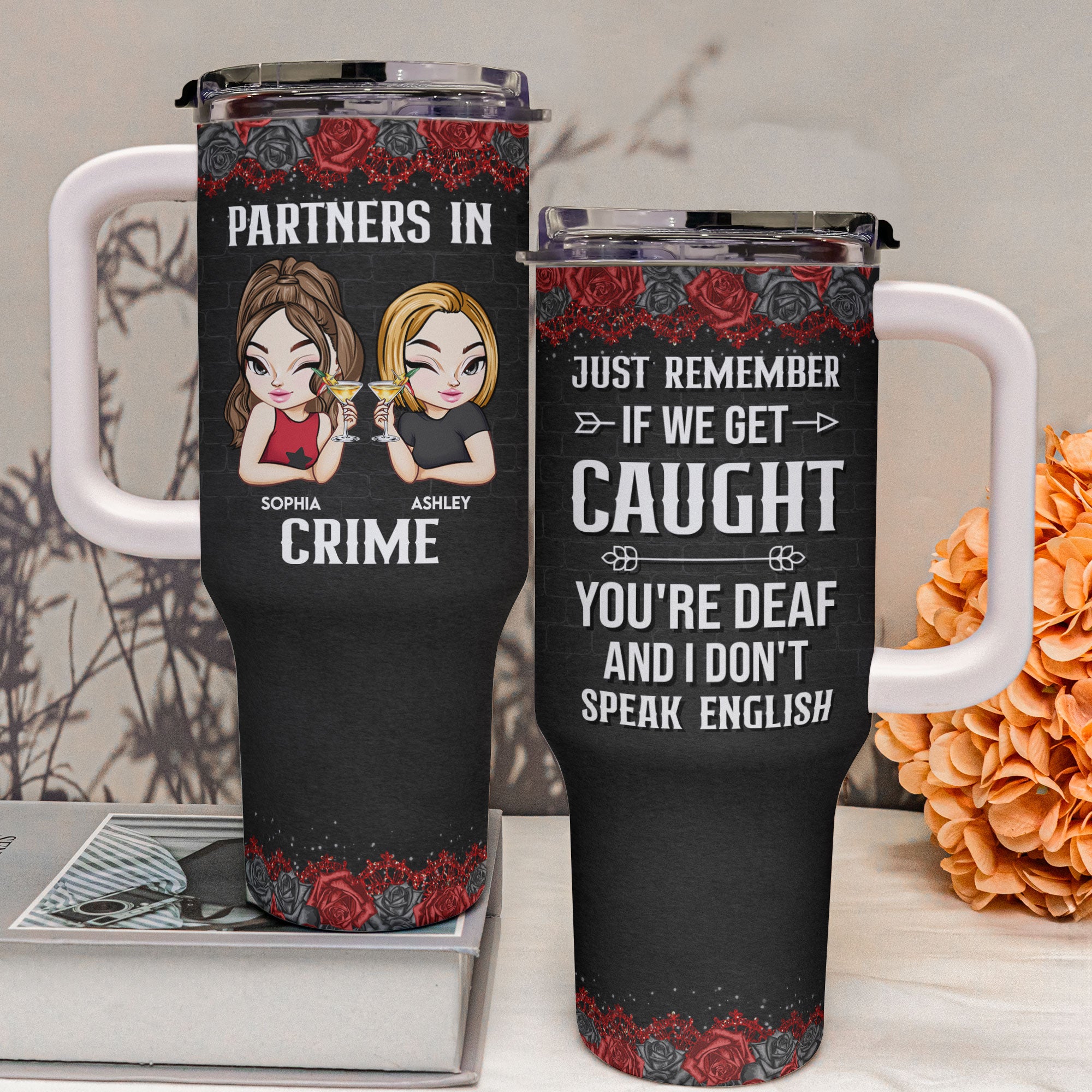 Partners In Crime New Style - Personalized 40oz Tumbler With Straw