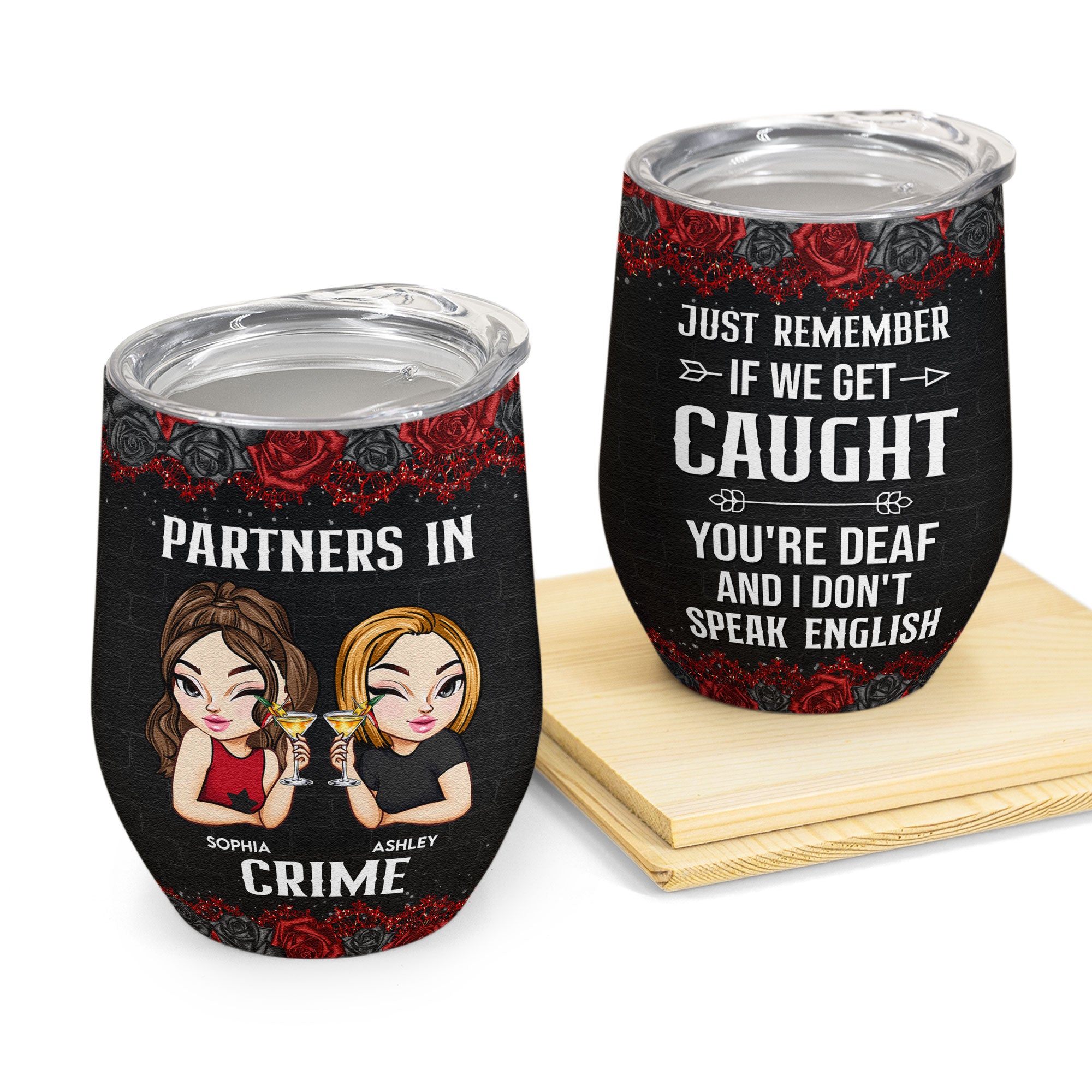 Partners In Crime - New Style - Personalized Wine Tumbler