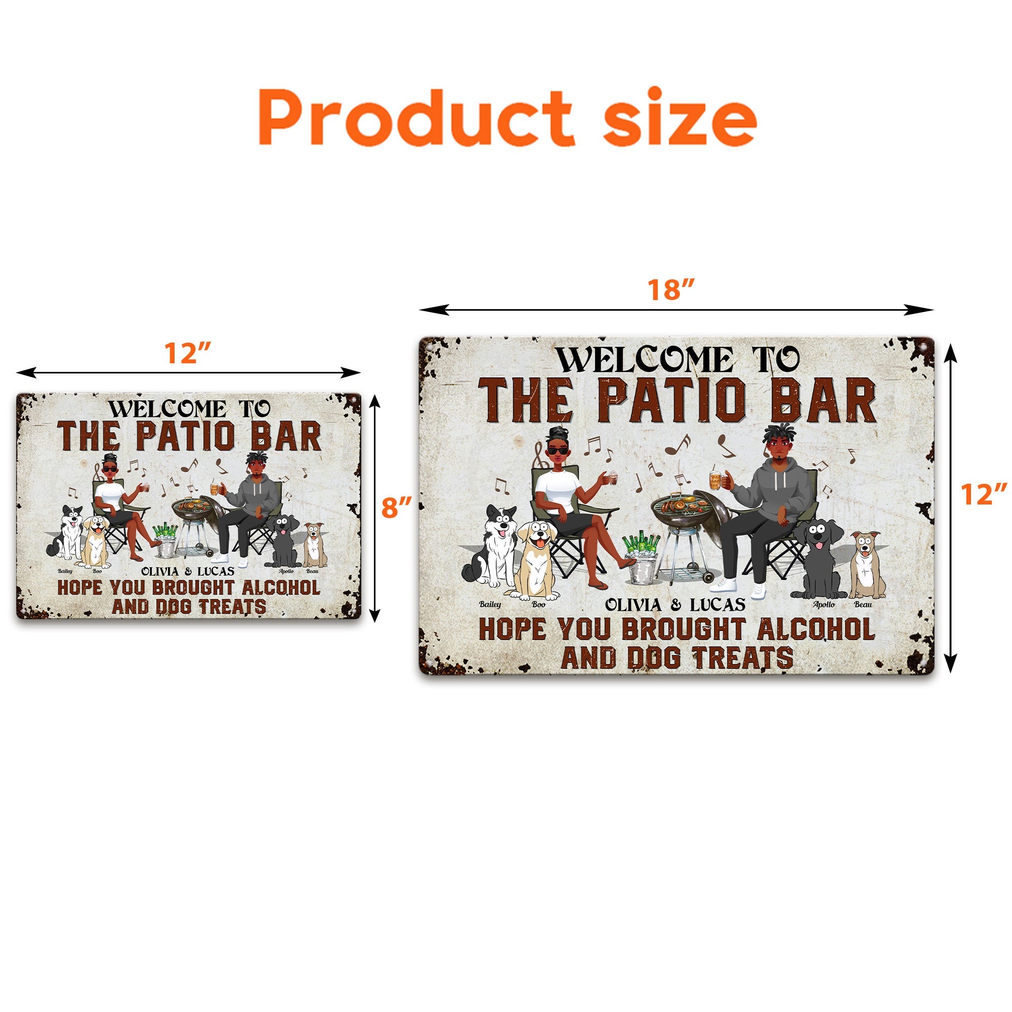 Patio Bar Alcohol And Dog Treats - Personalized Metal Sign