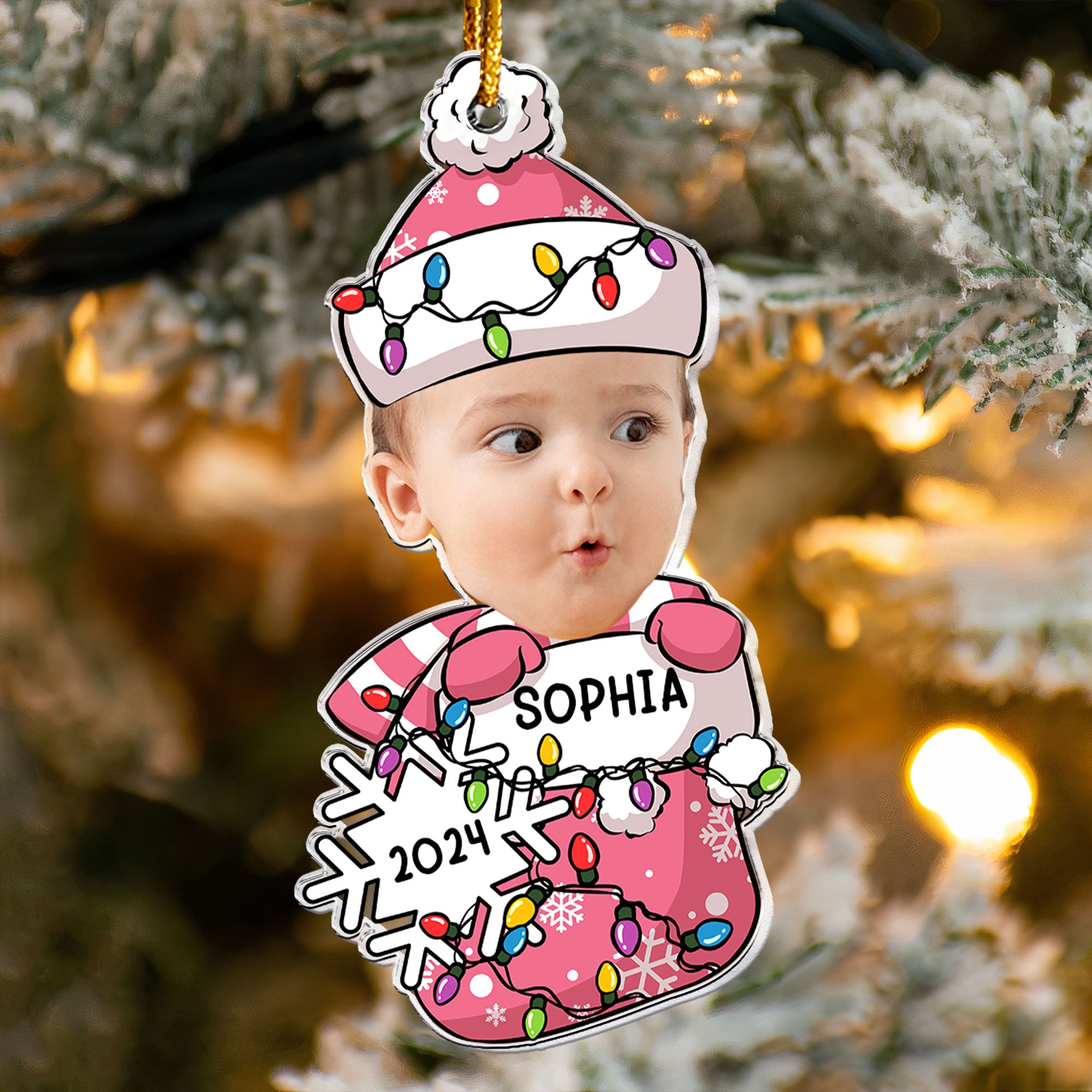 Peeking Baby First Christmas - Personalized Acrylic Photo Ornament