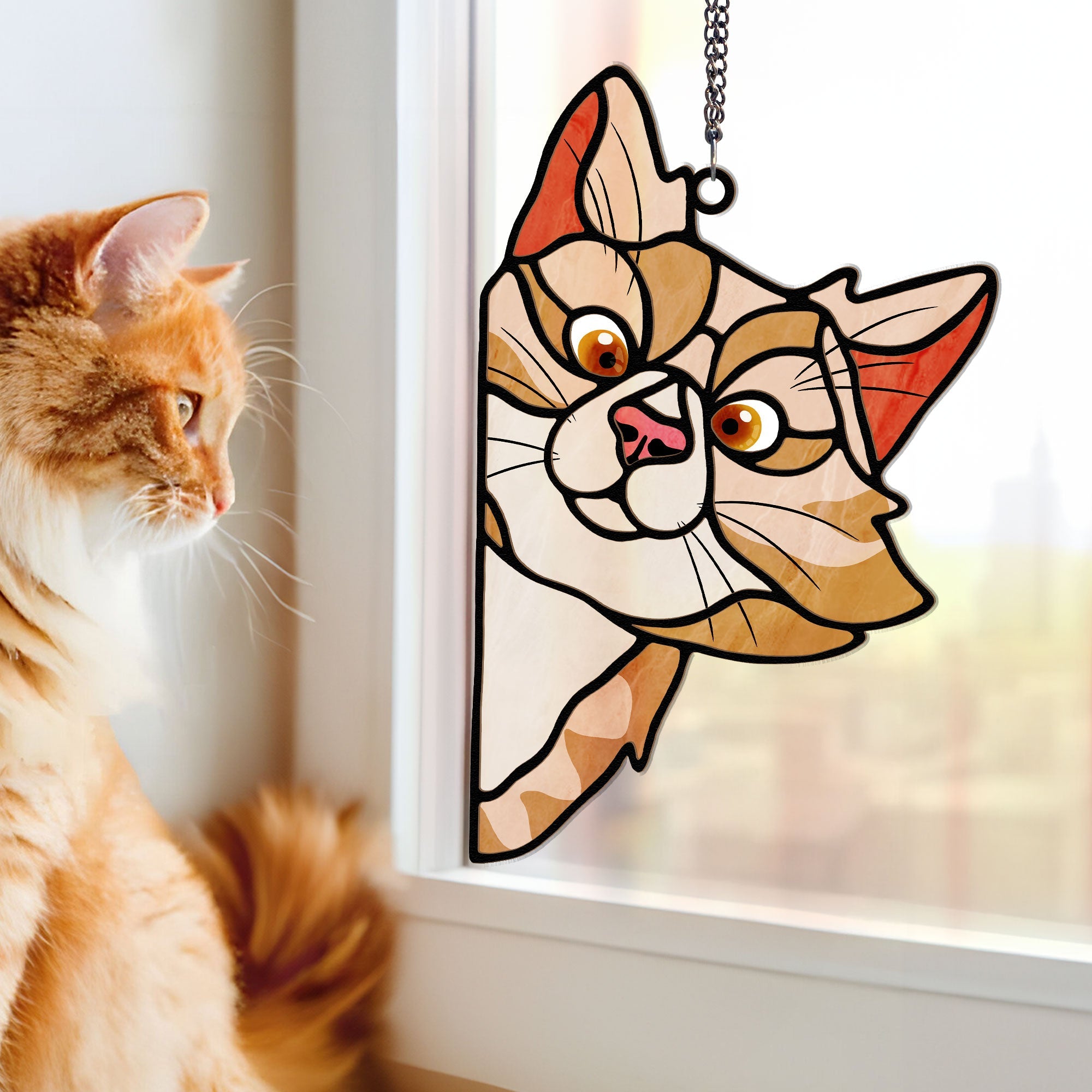 Peeking Cats - Personalized Window Hanging Suncatcher Ornament