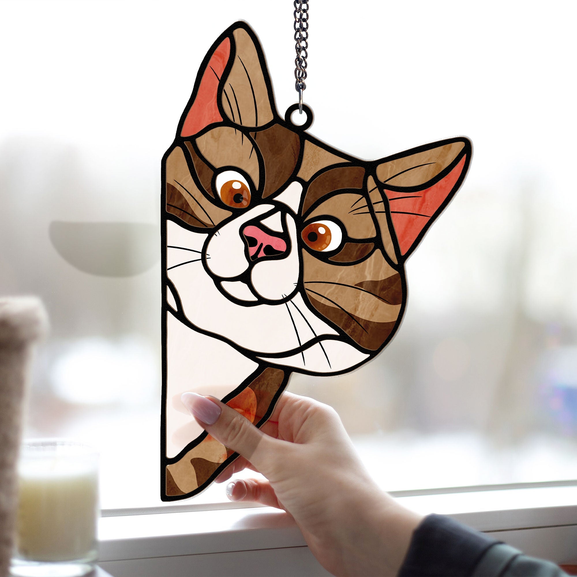 Peeking Cats - Personalized Window Hanging Suncatcher Ornament