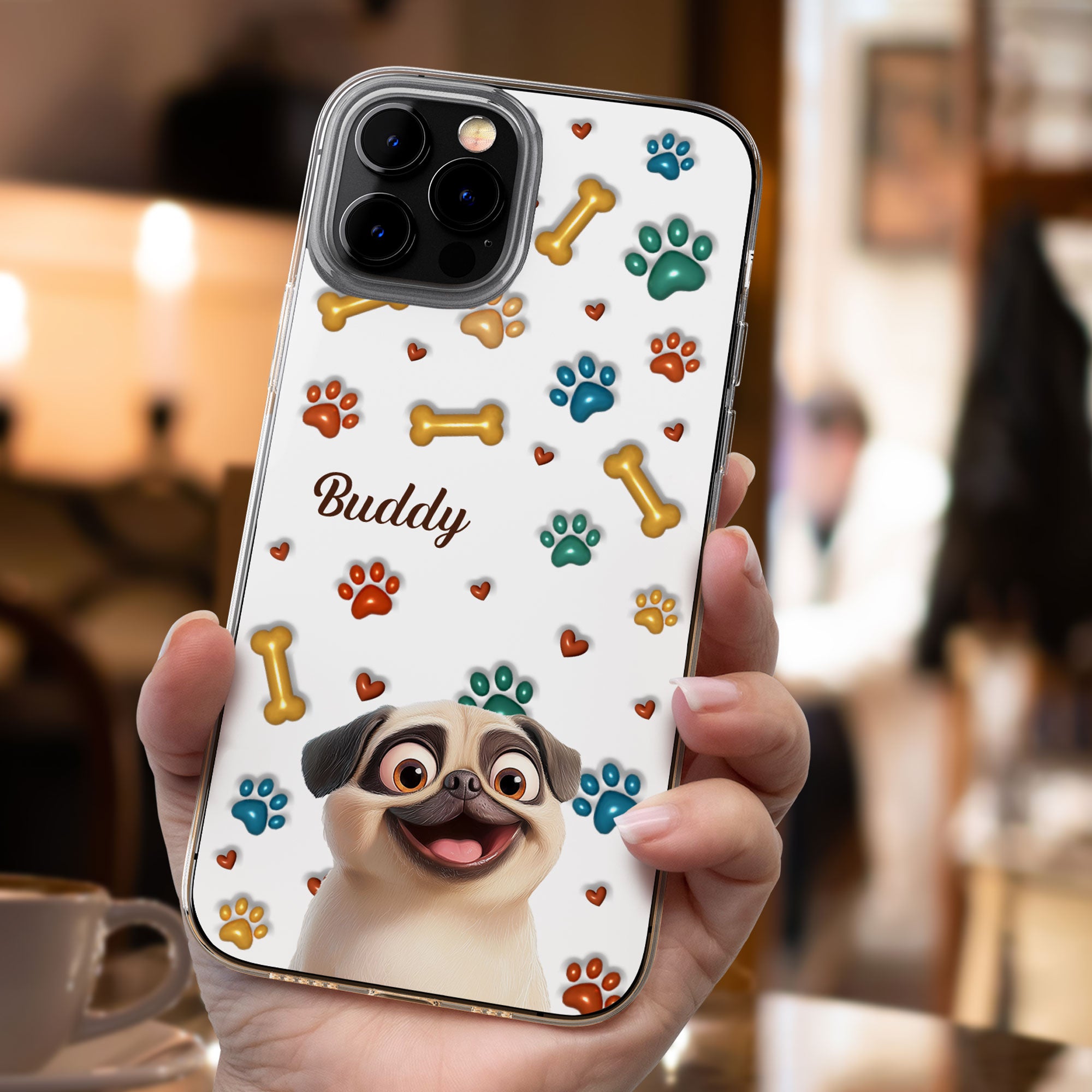 Peeking Dog 3D Style Pattern - Personalized Clear Phone Case