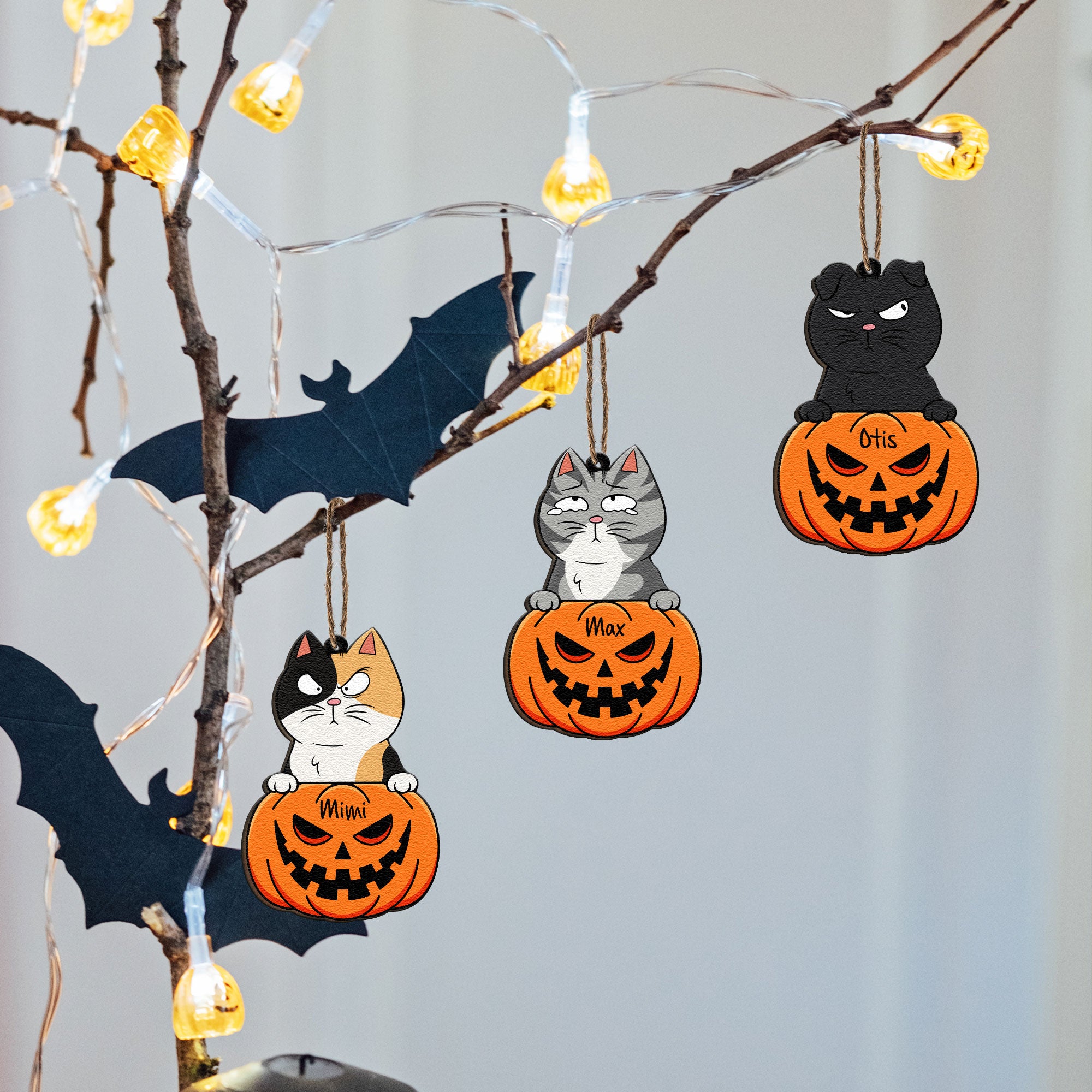 Peeking Pet Halloween - Personalized Wooden Ornament