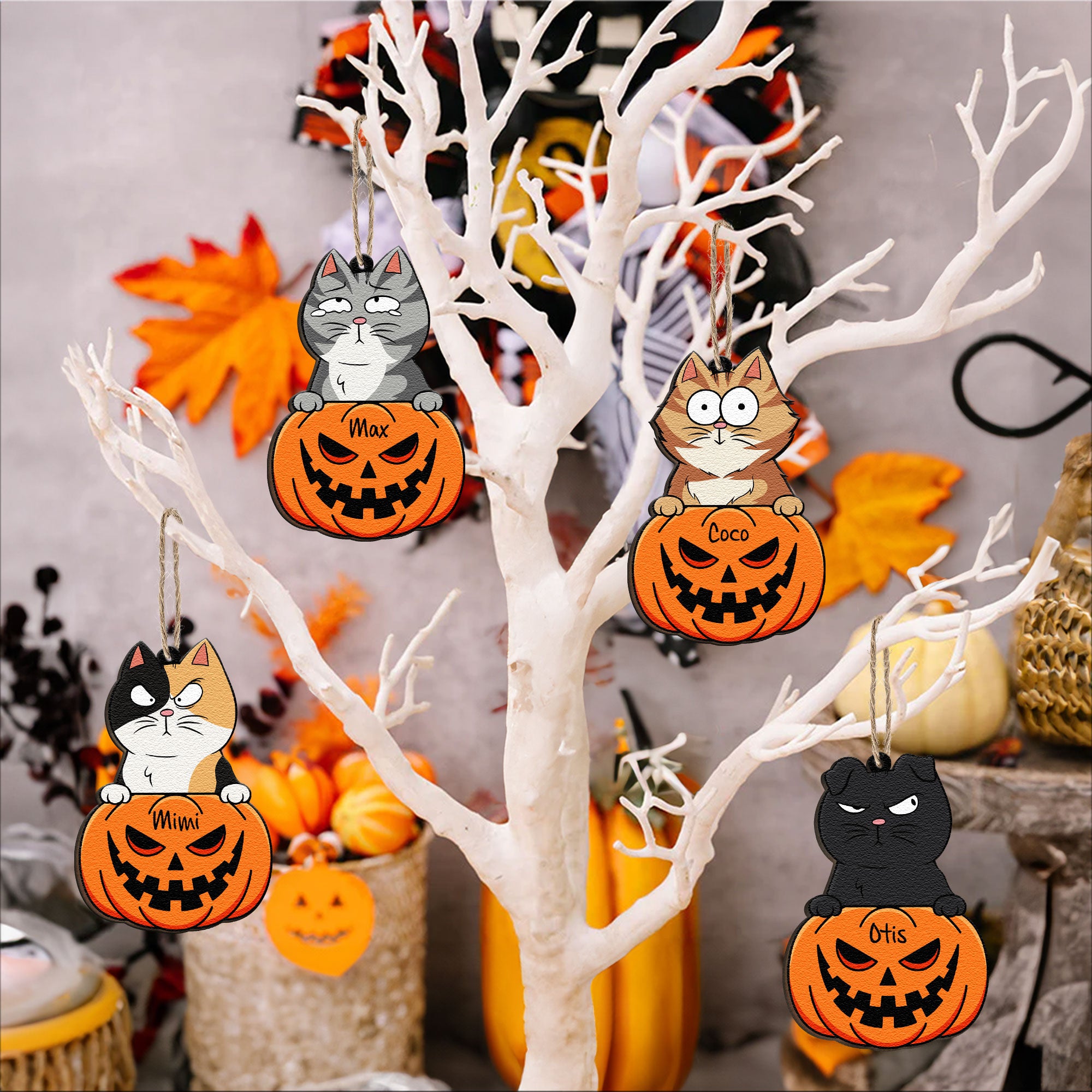 Peeking Pet Halloween - Personalized Wooden Ornament