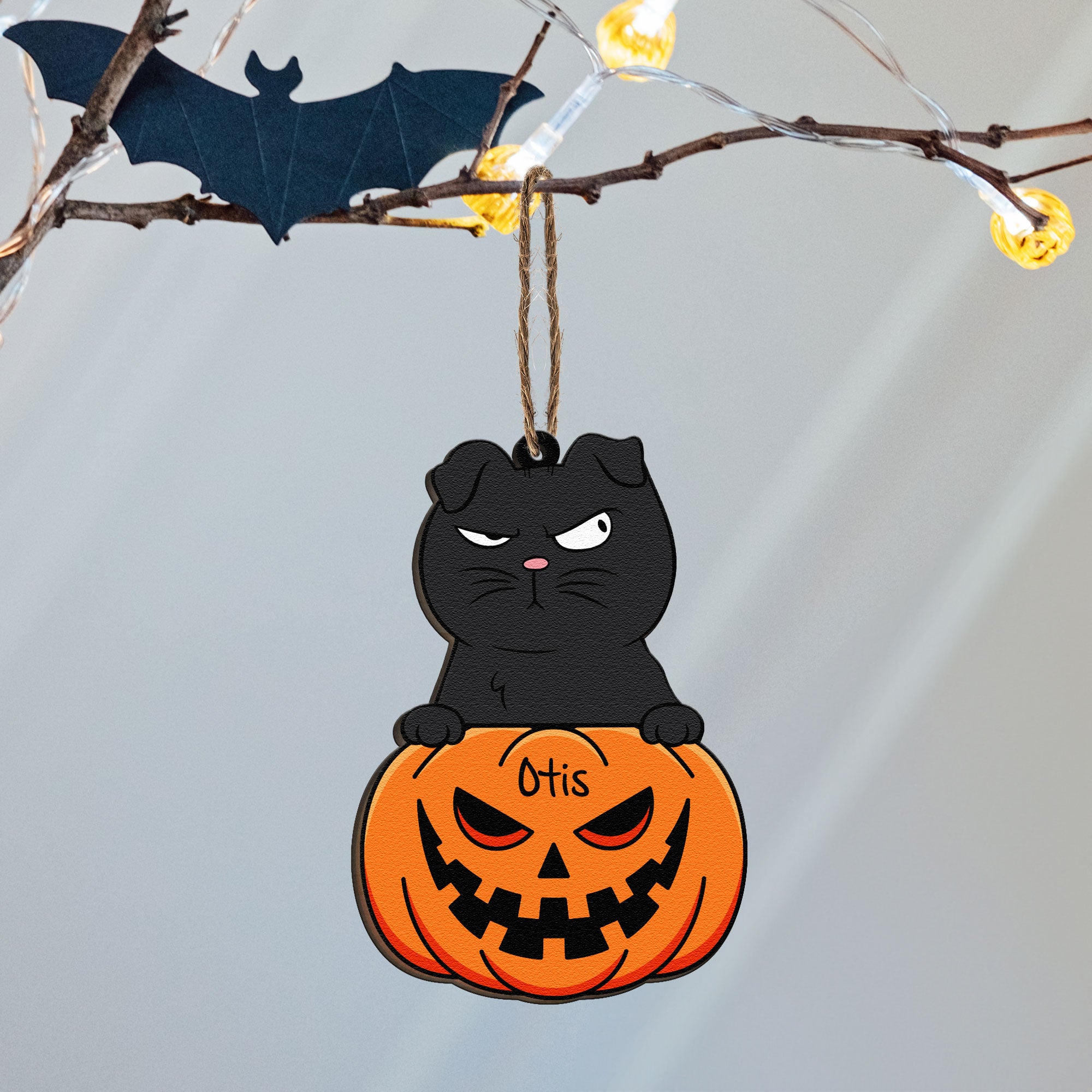 Peeking Pet Halloween - Personalized Wooden Ornament